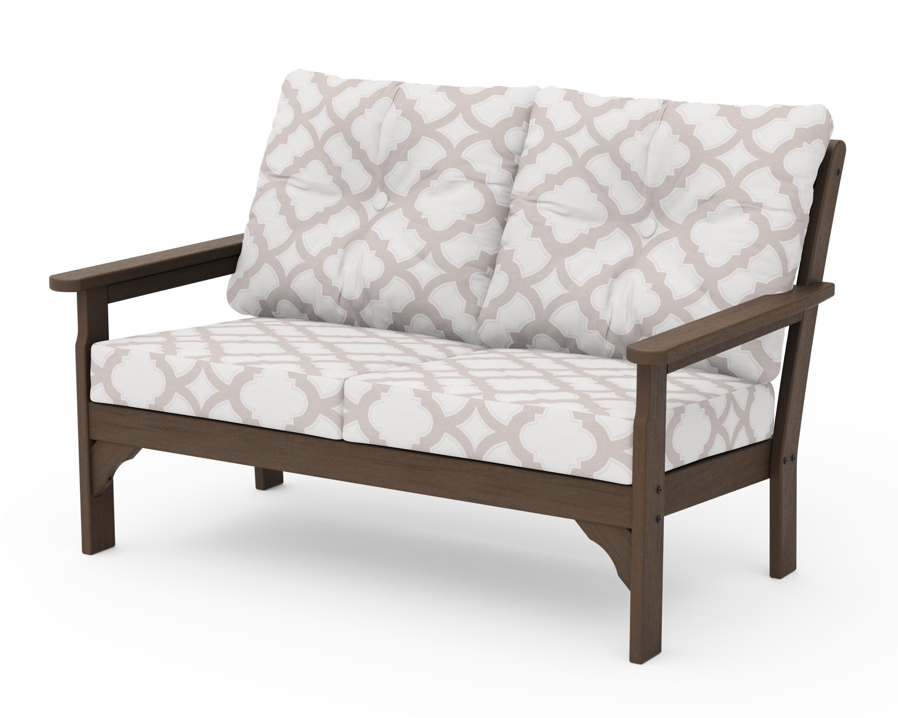 Vineyard Deep Seating Loveseat in Kona / Trellis Dune Burlap