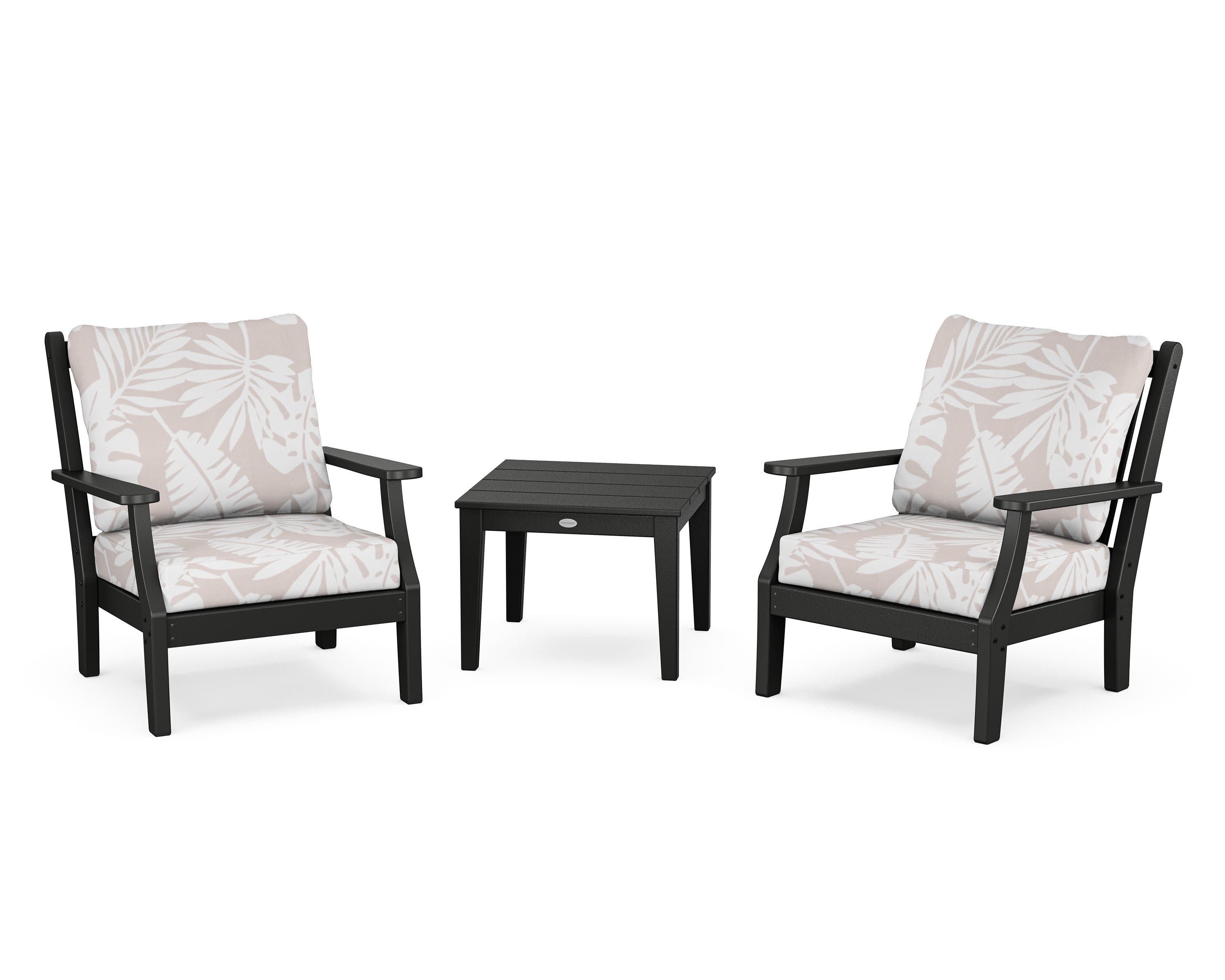 Wovendale 3-Piece Deep Seating Set in Black / Leaf Dune Burlap