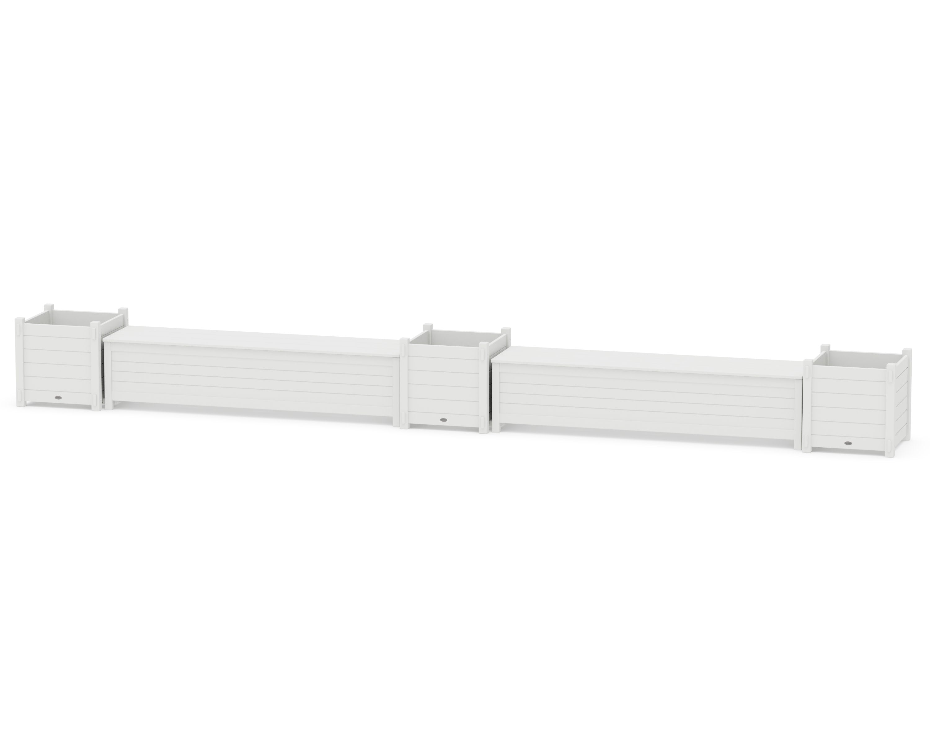 72" Nautical Straight Double Planter Storage Bench Set- Large in White