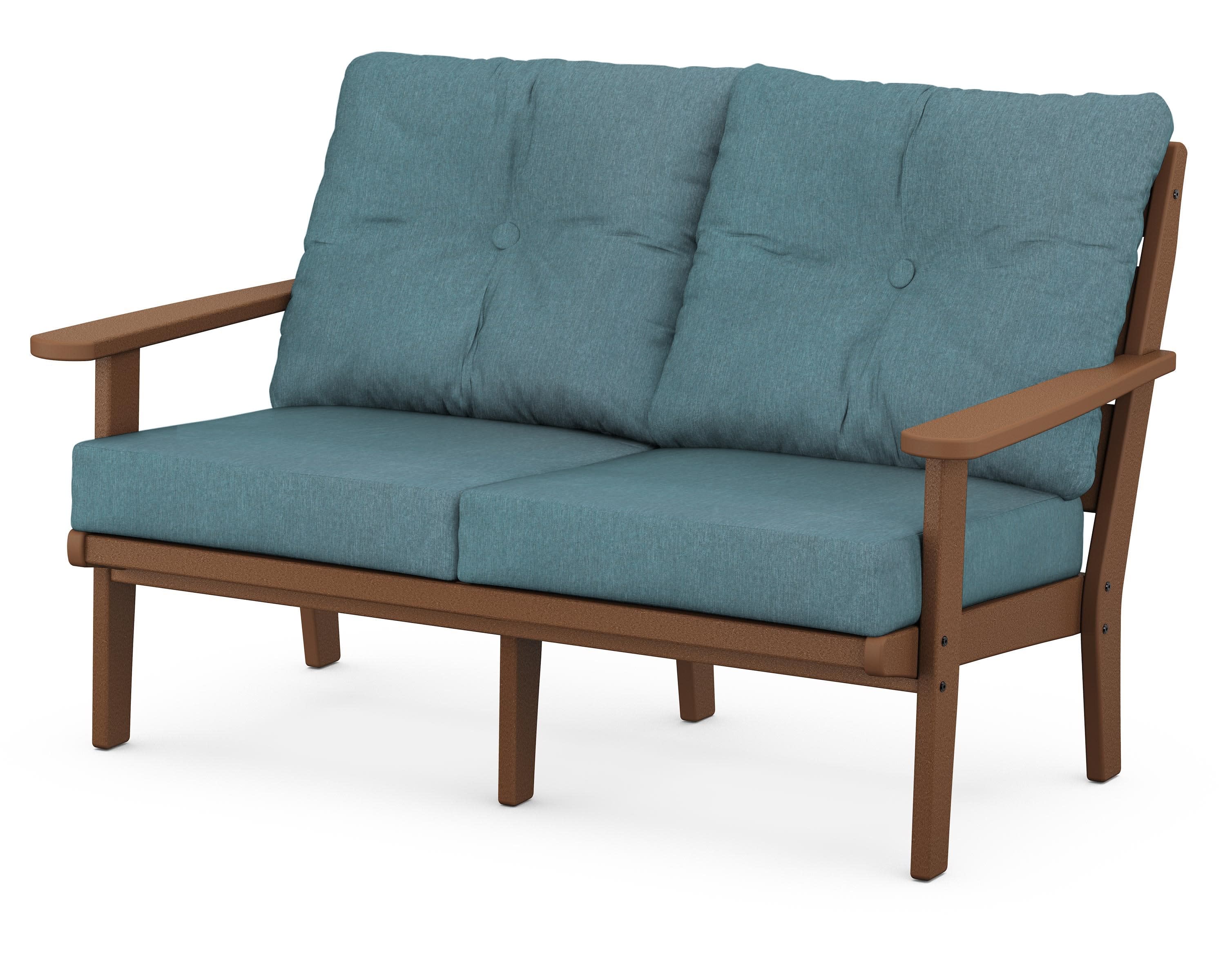 Lakeside Deep Seating Loveseat in Teak / Ocean Teal