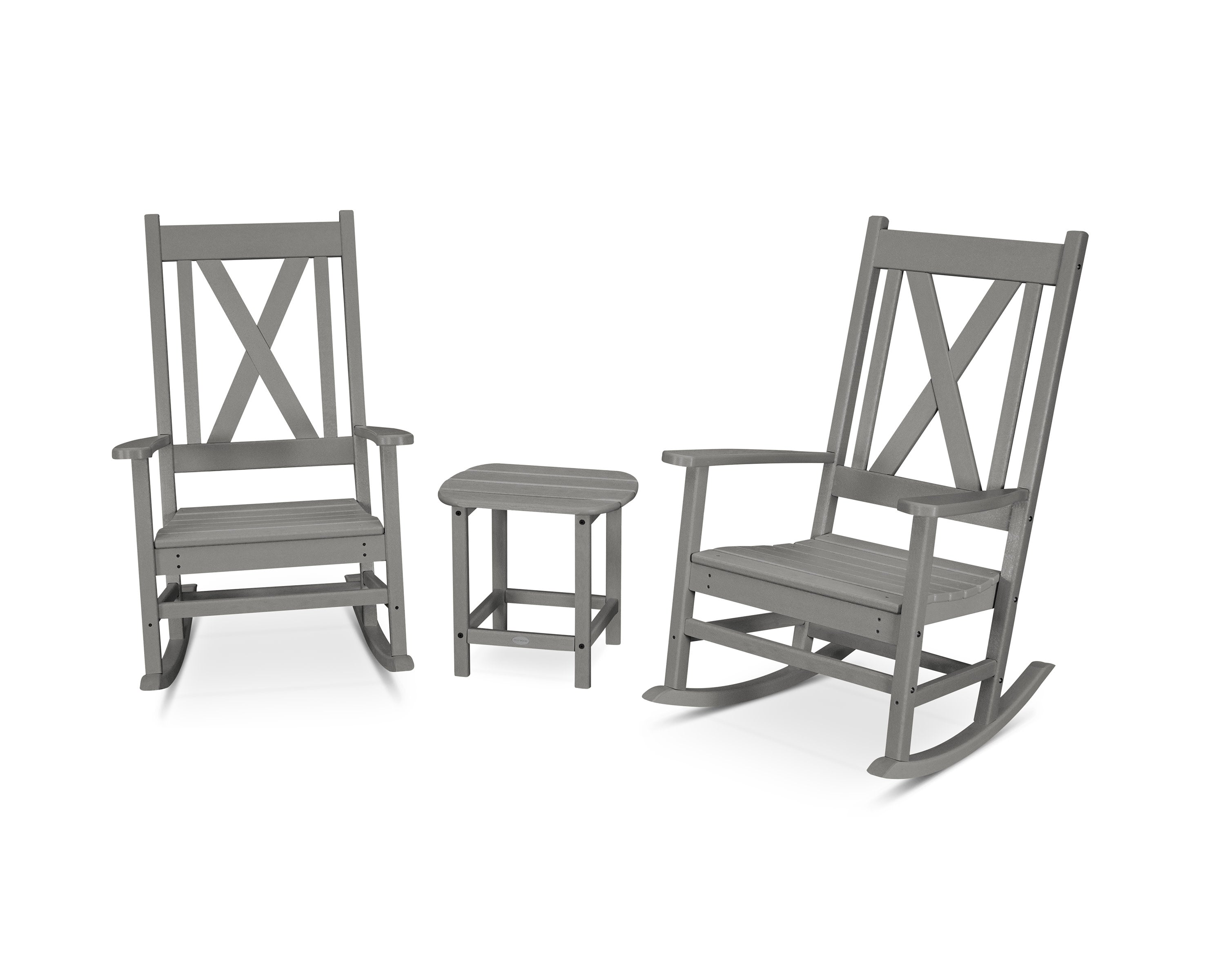 Braxton 3-Piece Porch Rocking Chair Set in Slate Grey
