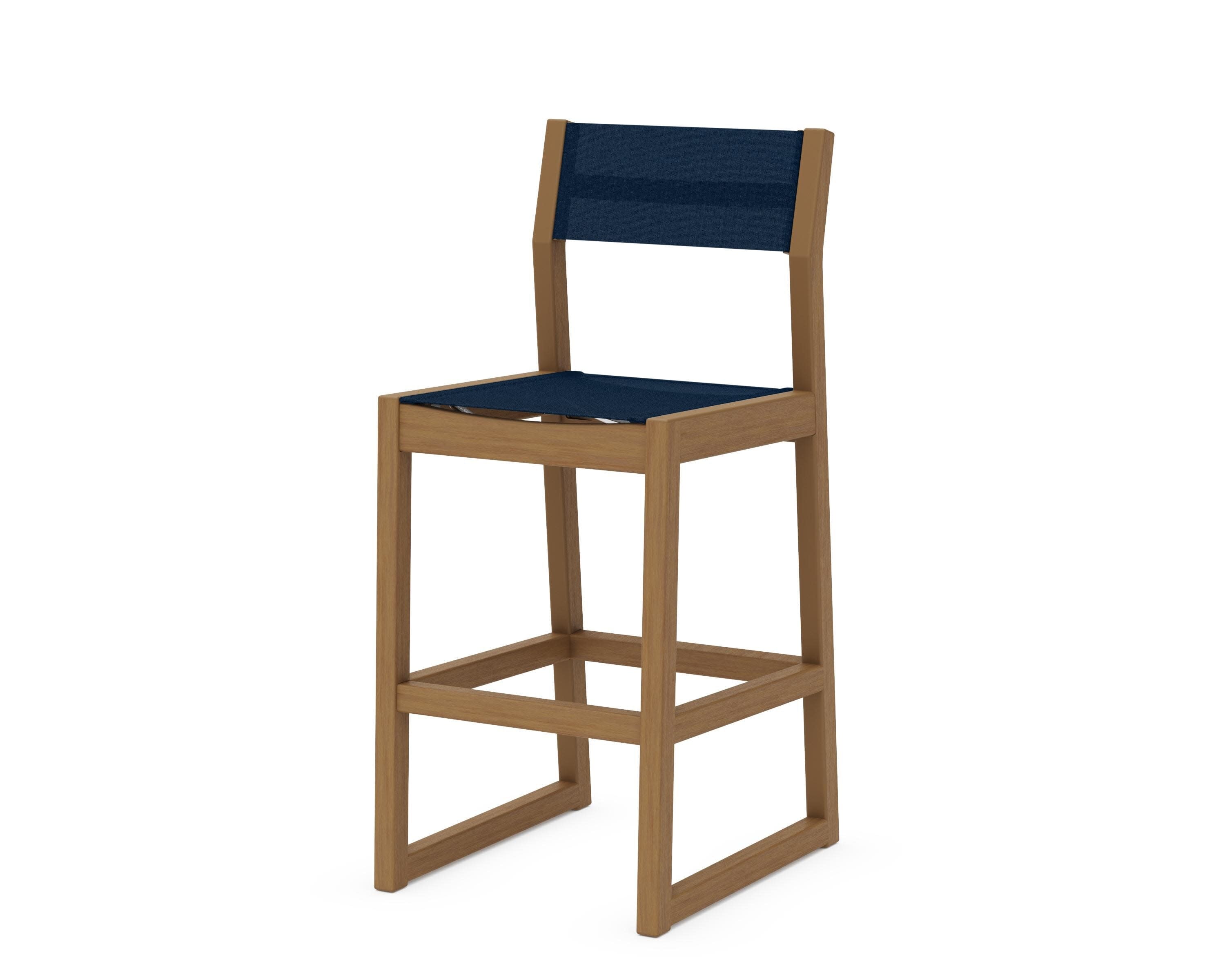 EDGE Sling Bar Side Chair in Natural / Navy Blue Sling