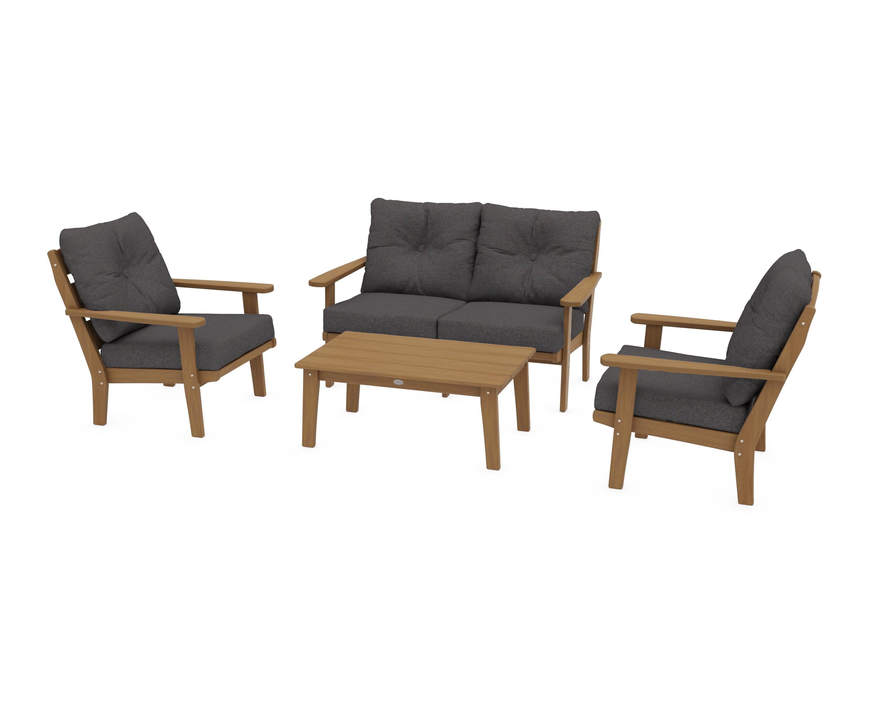 Lakeside 4-Piece Deep Seating Set in Natural / Ash Charcoal