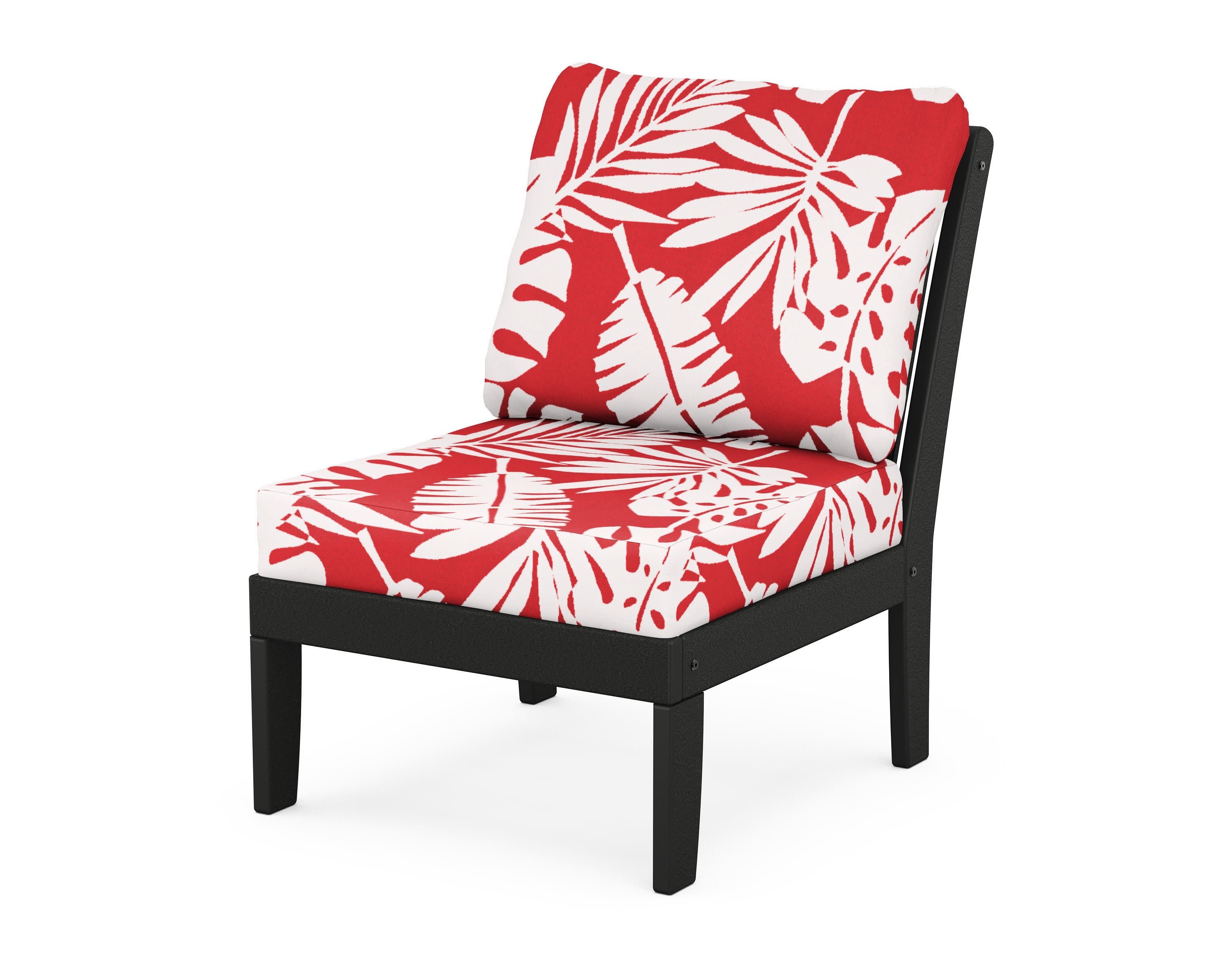Braxton Modular Armless Chair in Black / Leaf Crimson