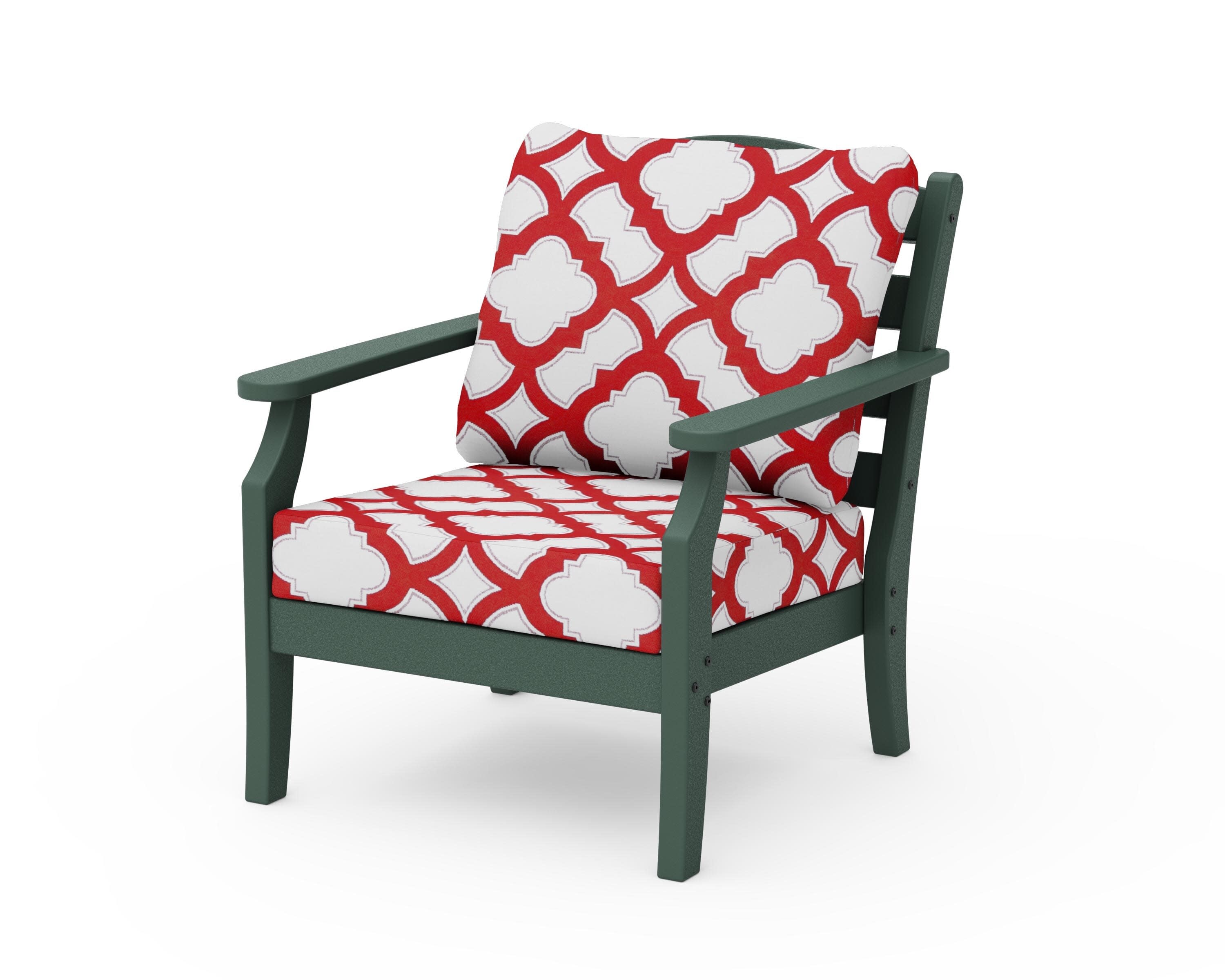 Savannah Deep Seating Chair in Green / Trellis Crimson