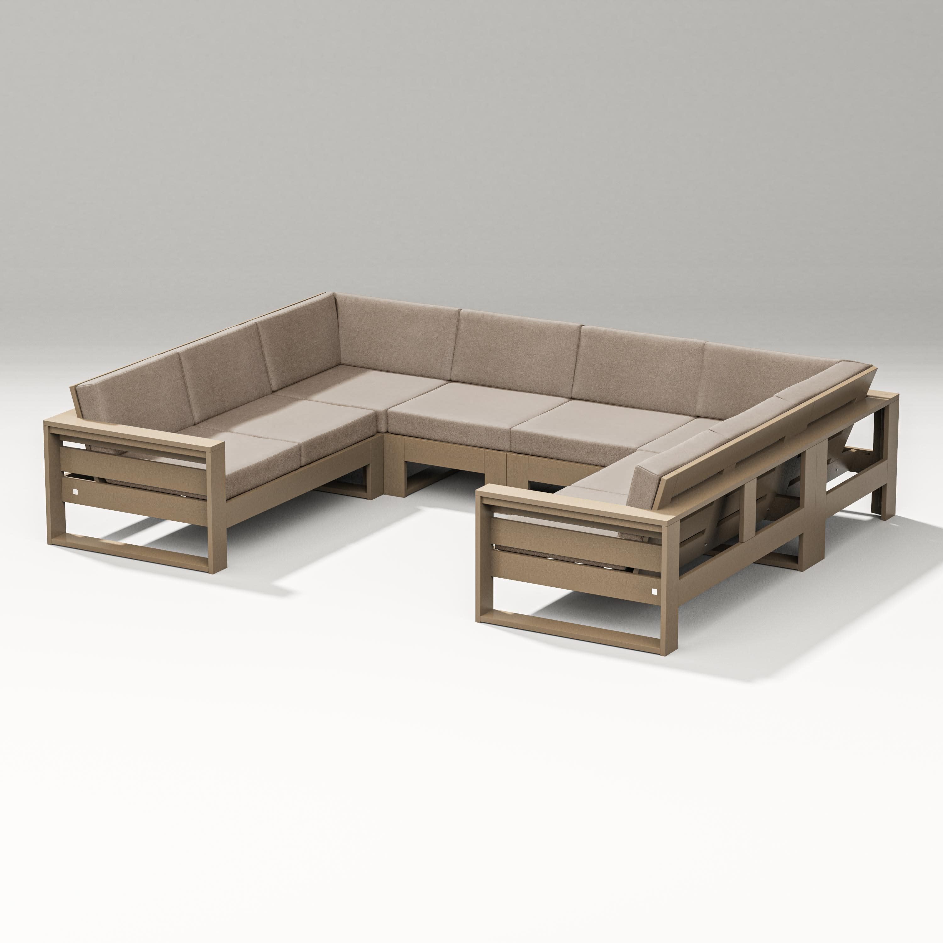 Latitude U-Shaped Sectional in Vintage Sahara / Spiced Burlap