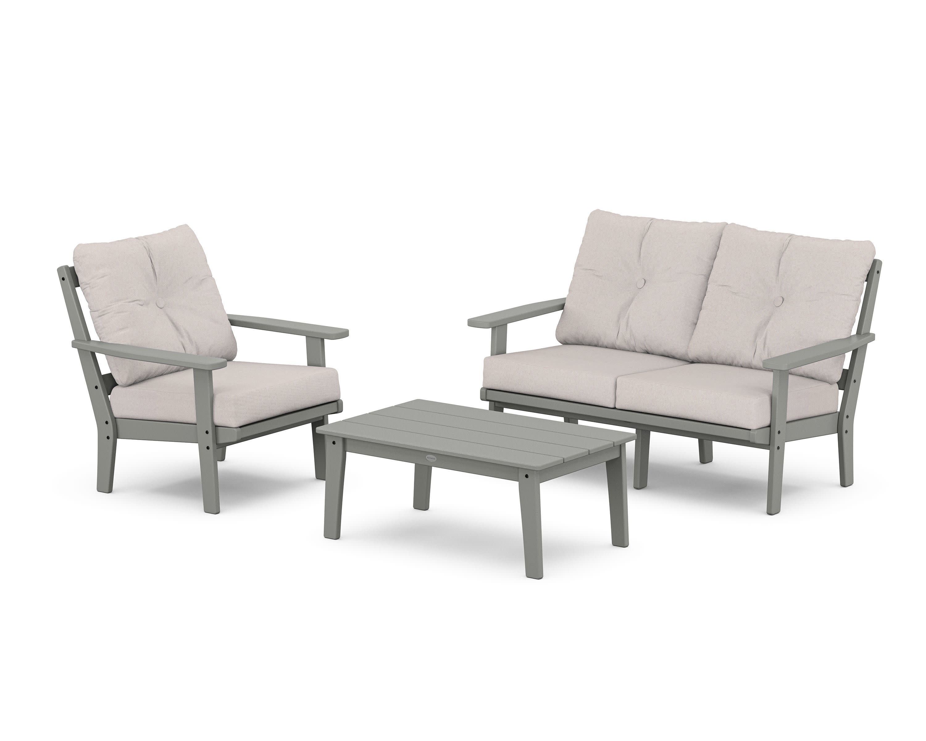 Prairie 3-Piece Deep Seating Set with Loveseat in Slate Grey / Dune Burlap