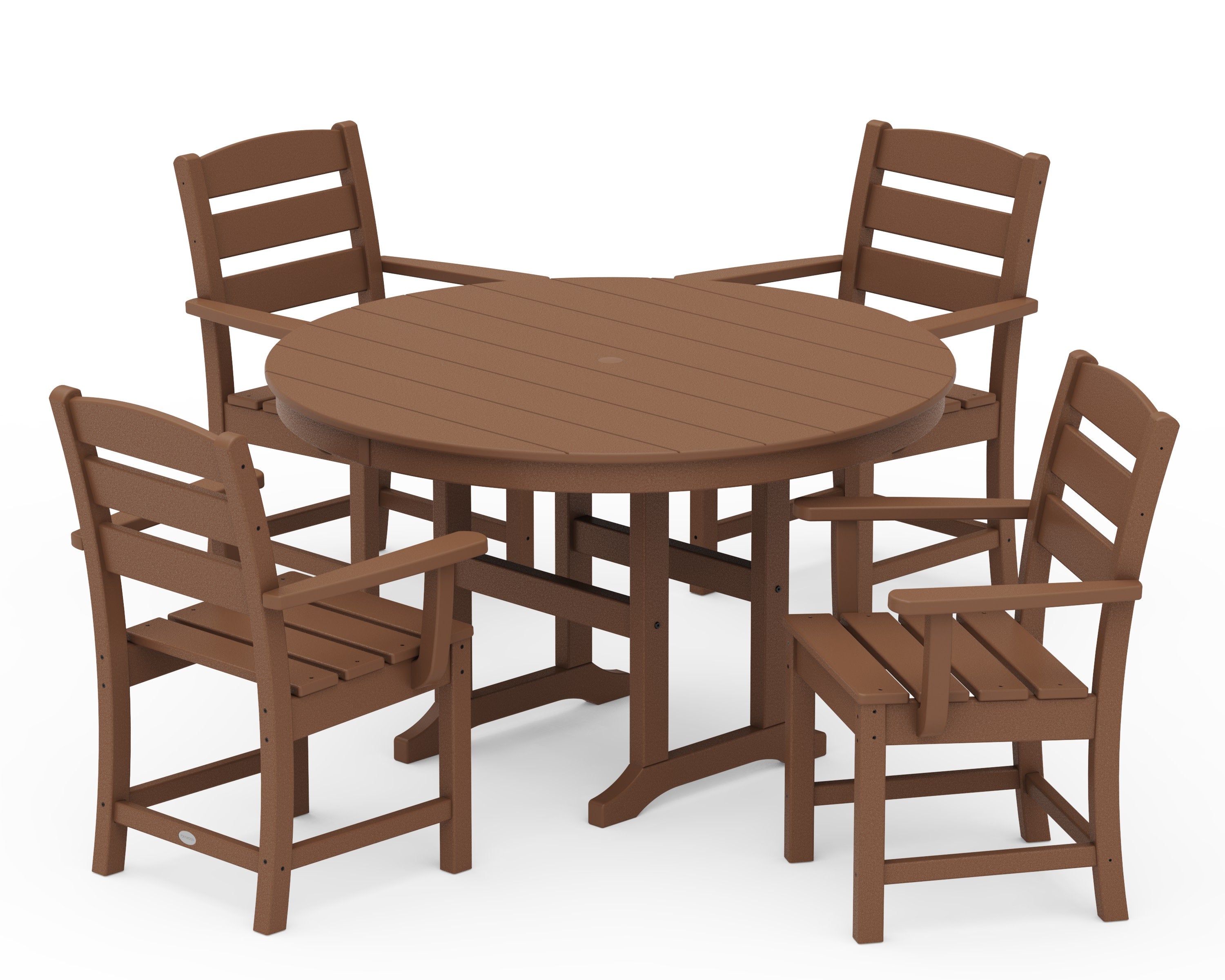 Lakeside 5-Piece Round Farmhouse Dining Set in Teak