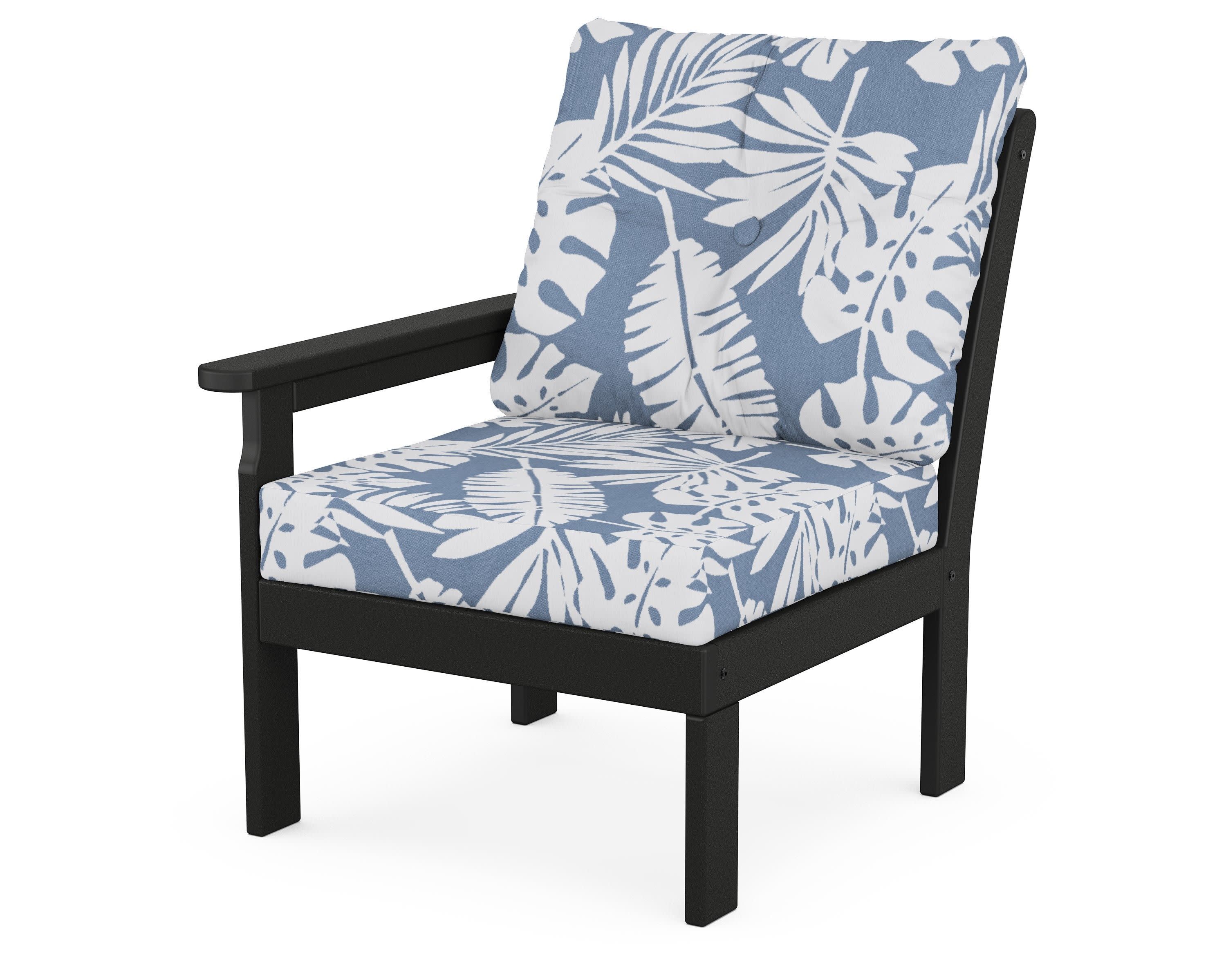 Vineyard Modular Left Arm Chair in Black / Leaf Sky Blue