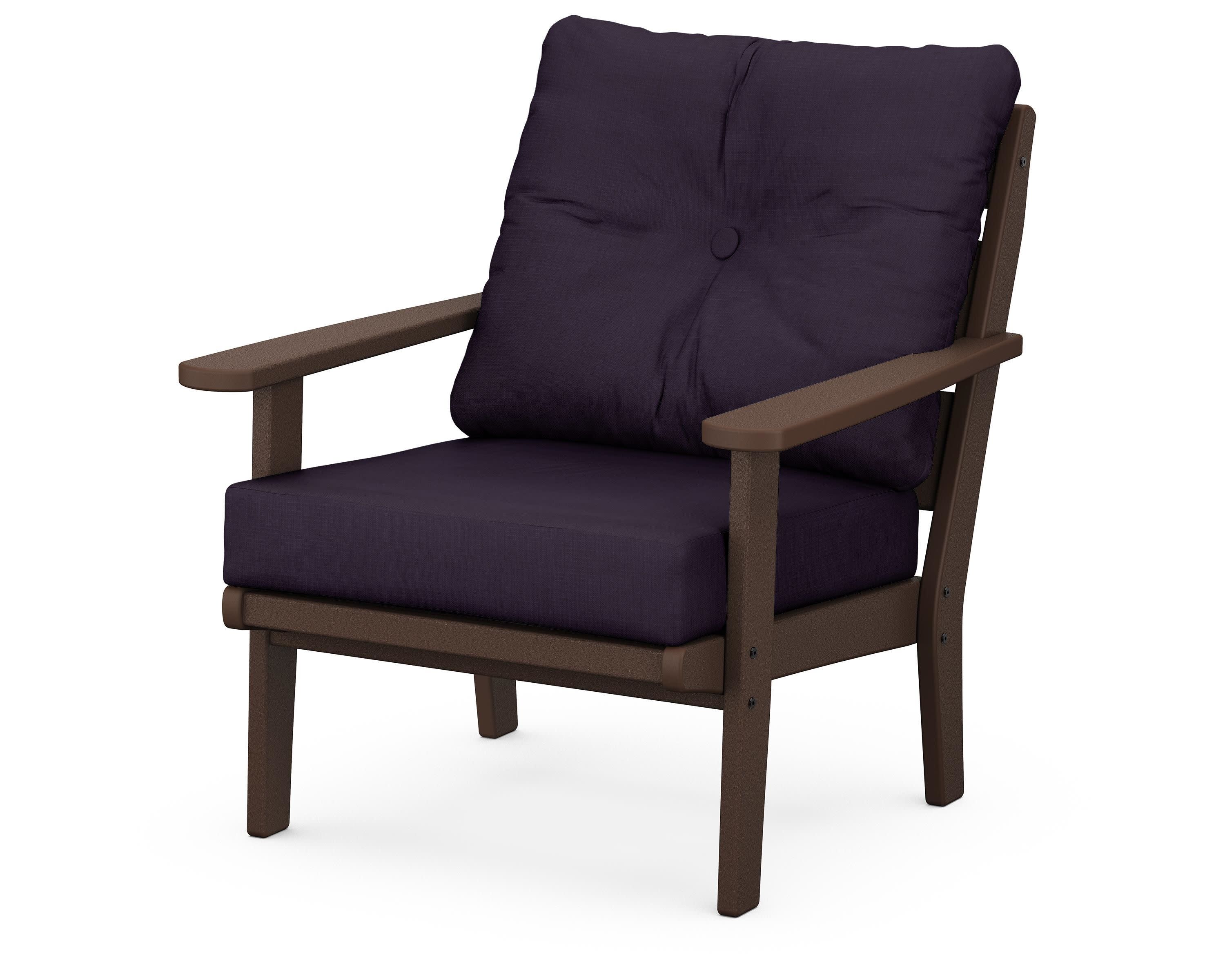Lakeside Deep Seating Chair in Mahogany / Navy Linen