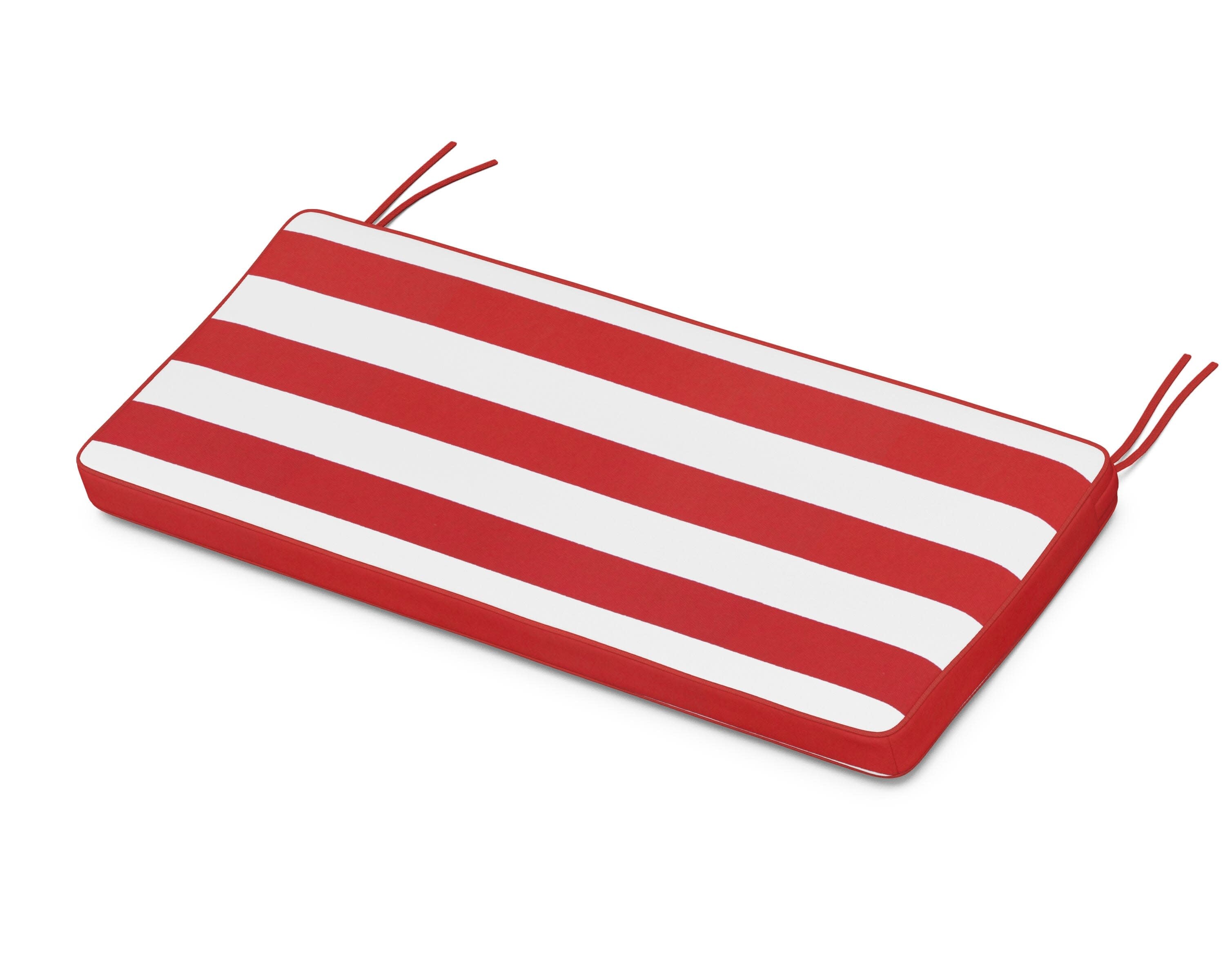 Chinoiserie Bench Seat Cushion in Cabana Stripe Crimson