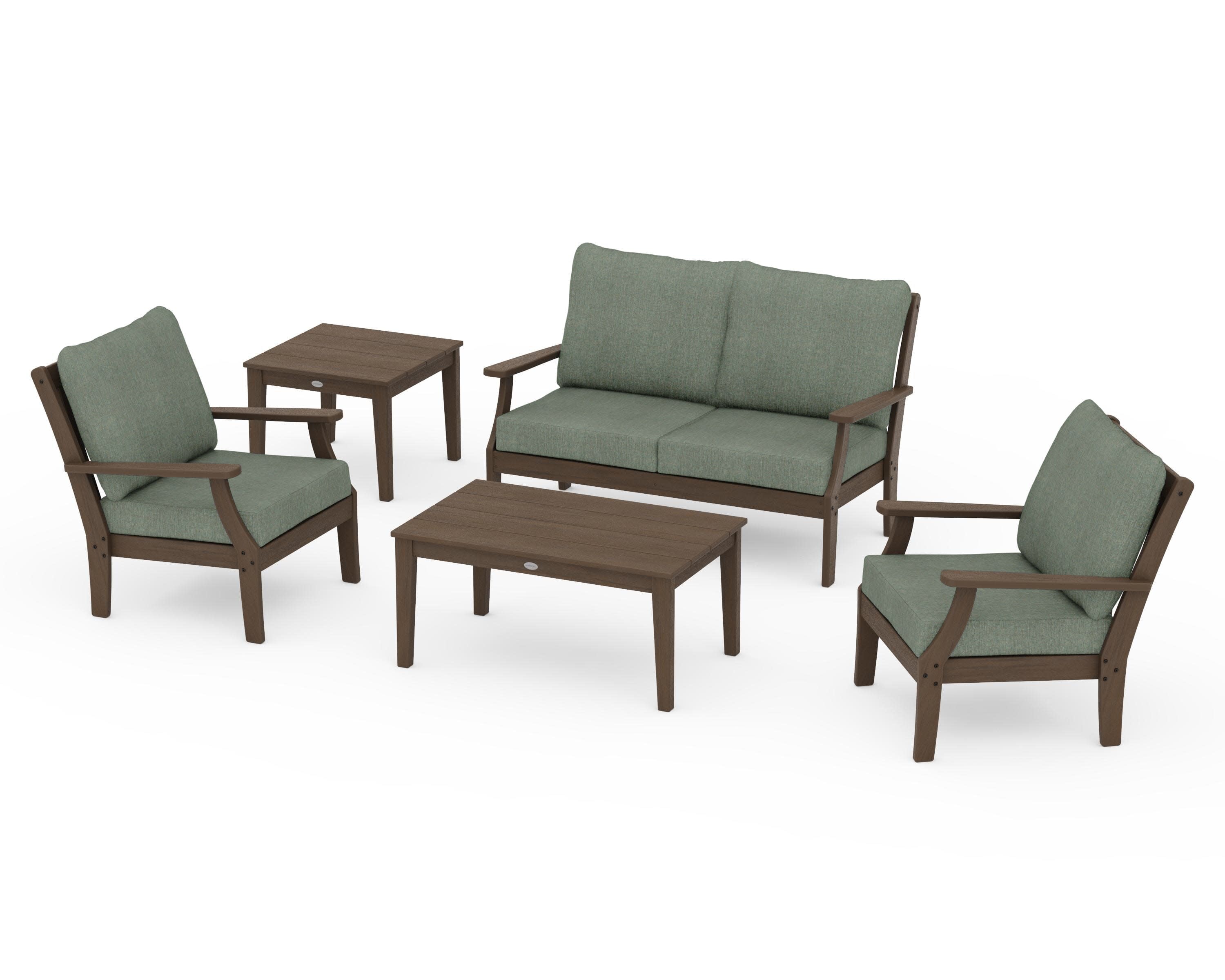 Braxton 5-Piece Deep Seating Set in Kona / Cast Sage