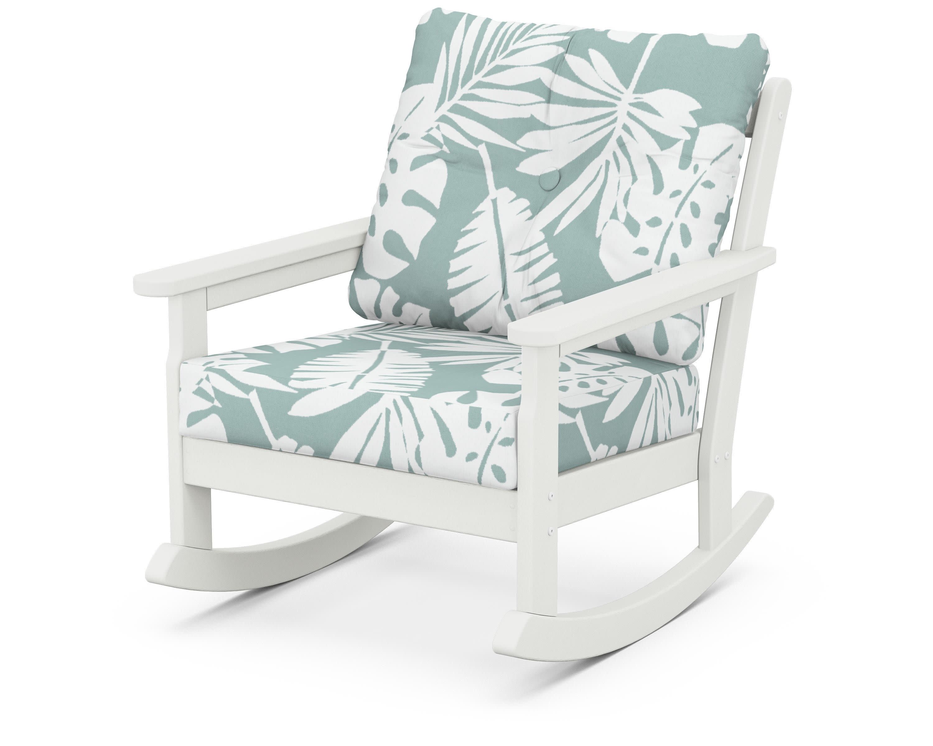 Vineyard Deep Seating Rocking Chair in Vintage White / Leaf Glacier Spa