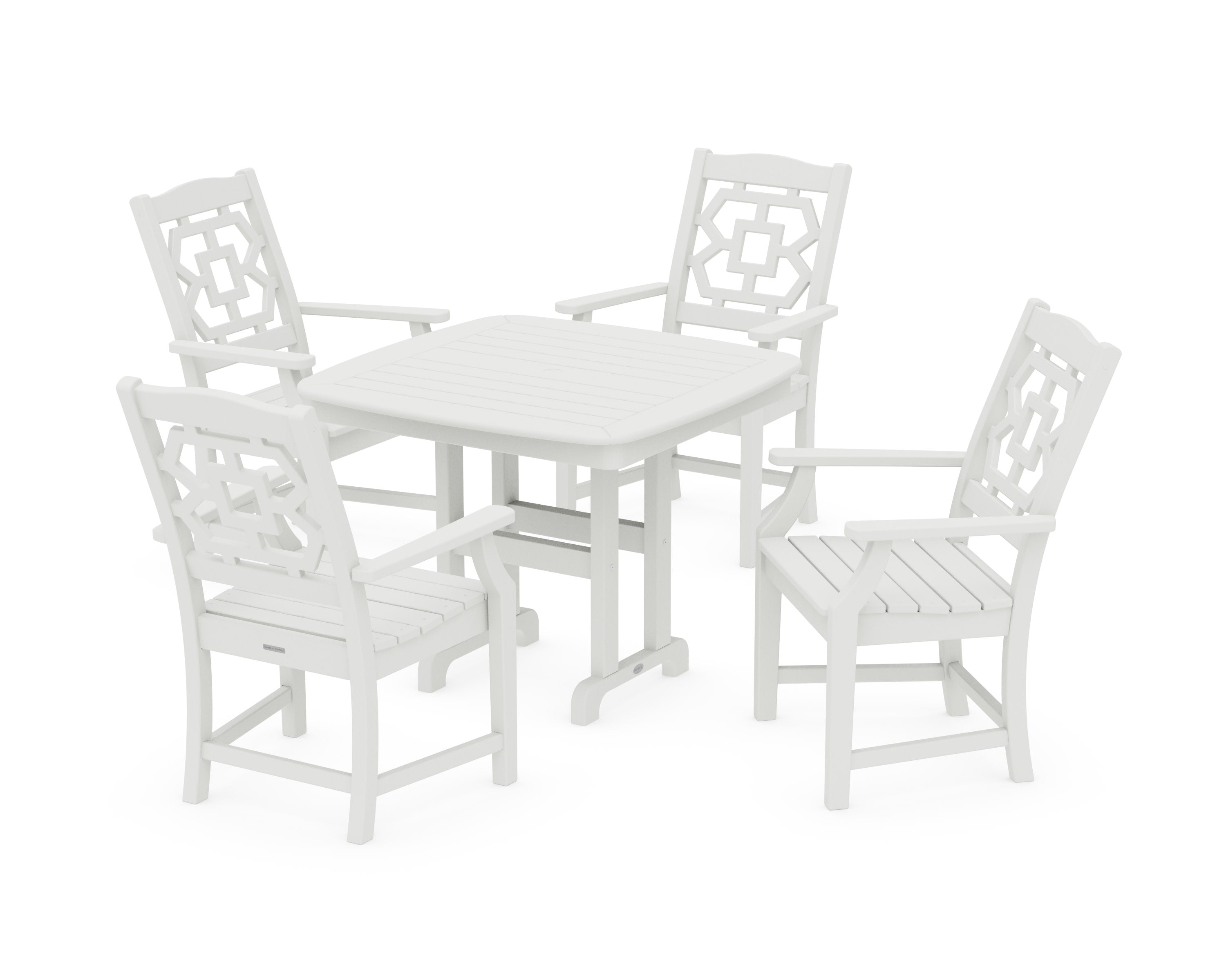 Chinoiserie 5-Piece Dining Set in Vintage White