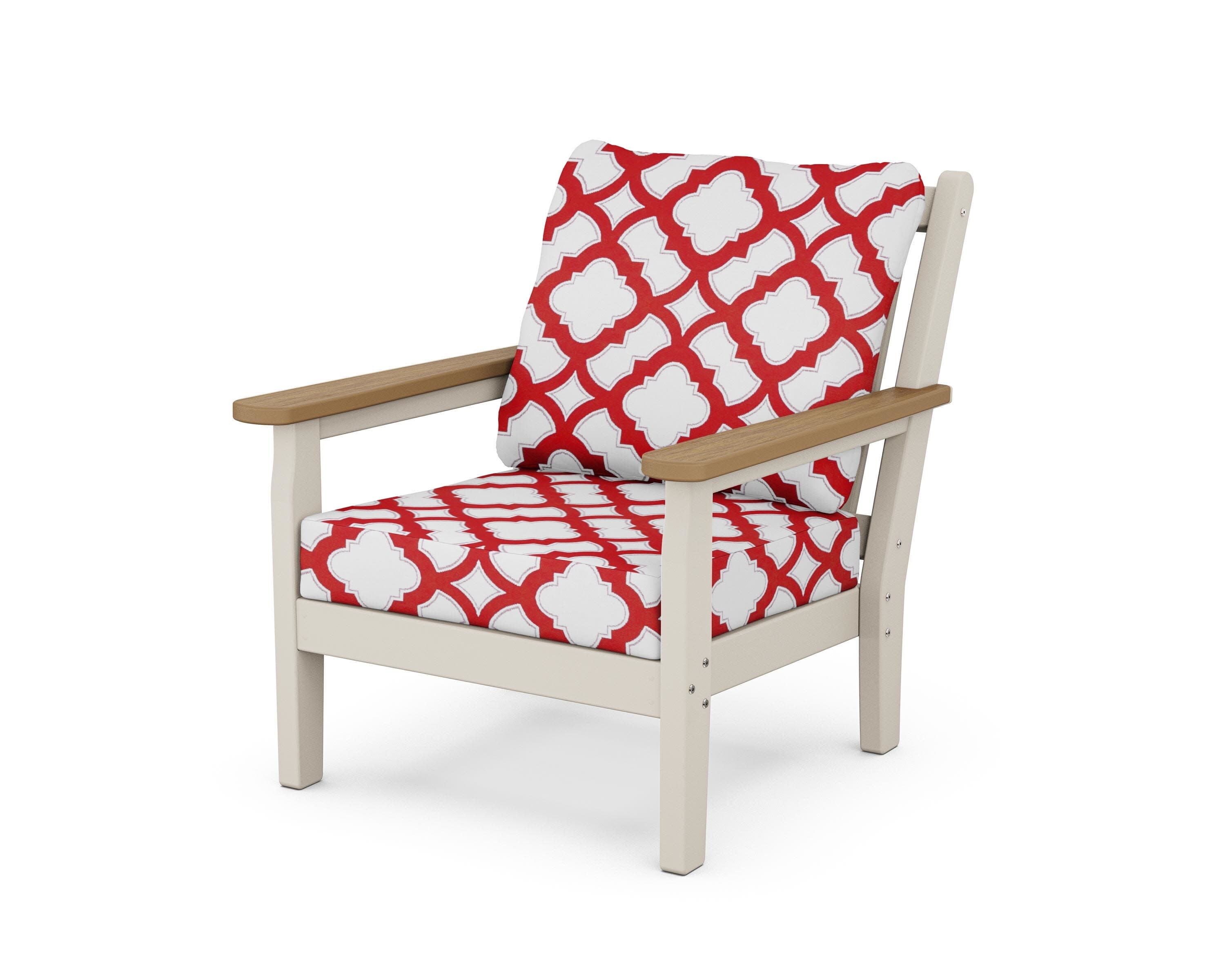 Chippendale Deep Seating Chair in Sand / Natural / Trellis Crimson