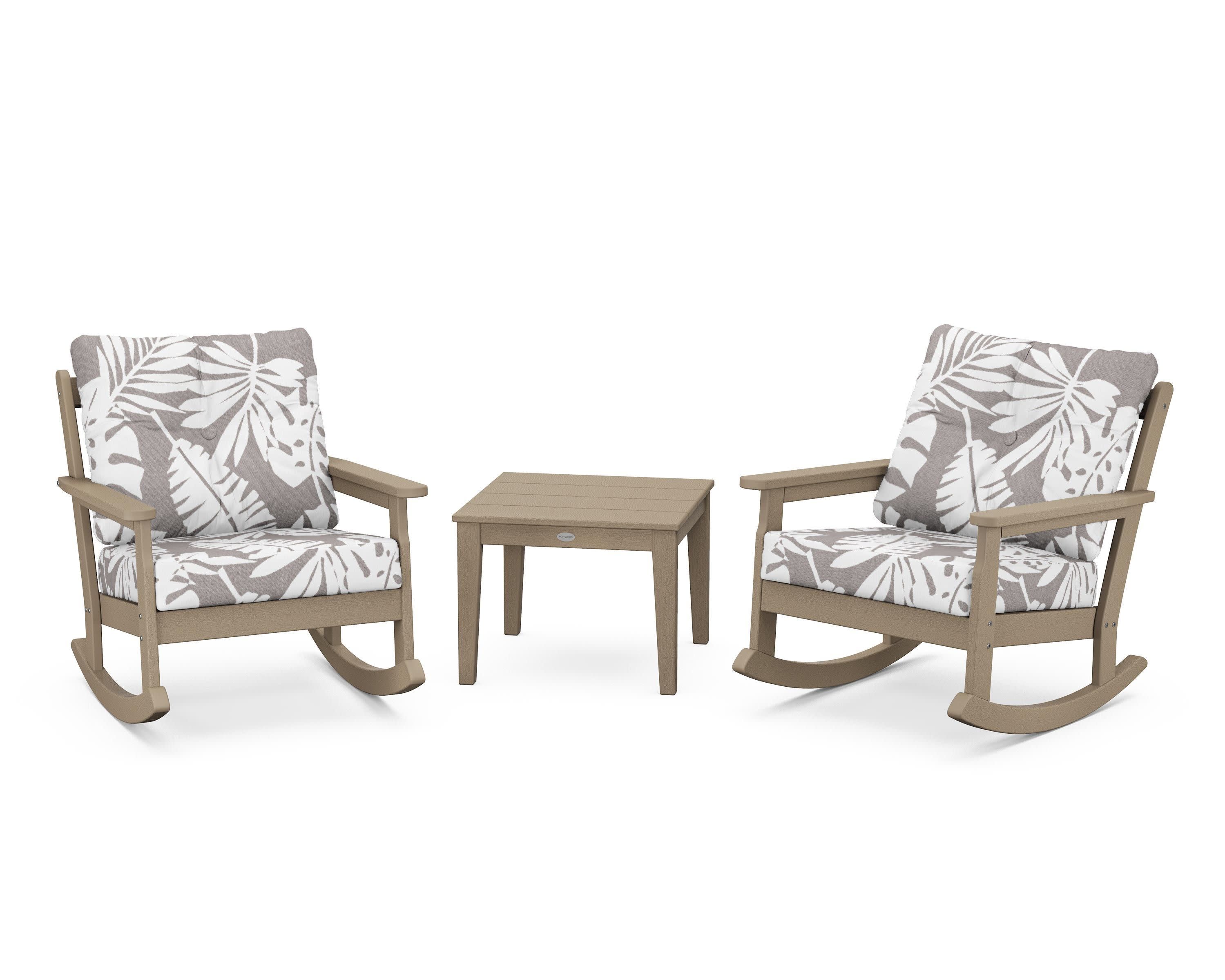 Vineyard 3-Piece Deep Seating Rocker Set in Vintage Sahara / Leaf Grey Mist