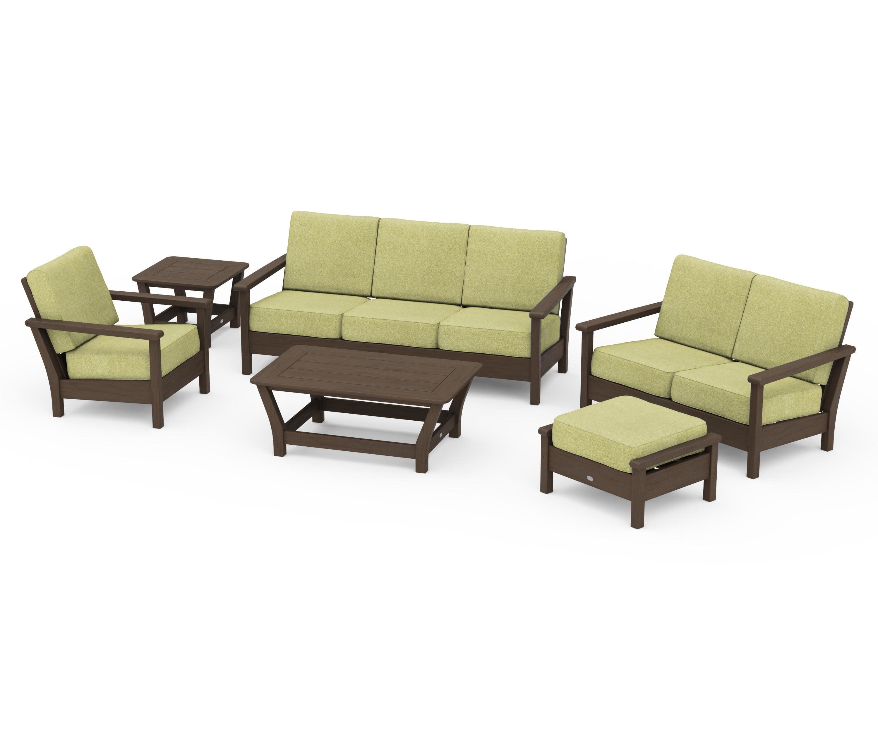 Harbour 6-Piece Outdoor Living Set in Kona / Chartreuse Boucle