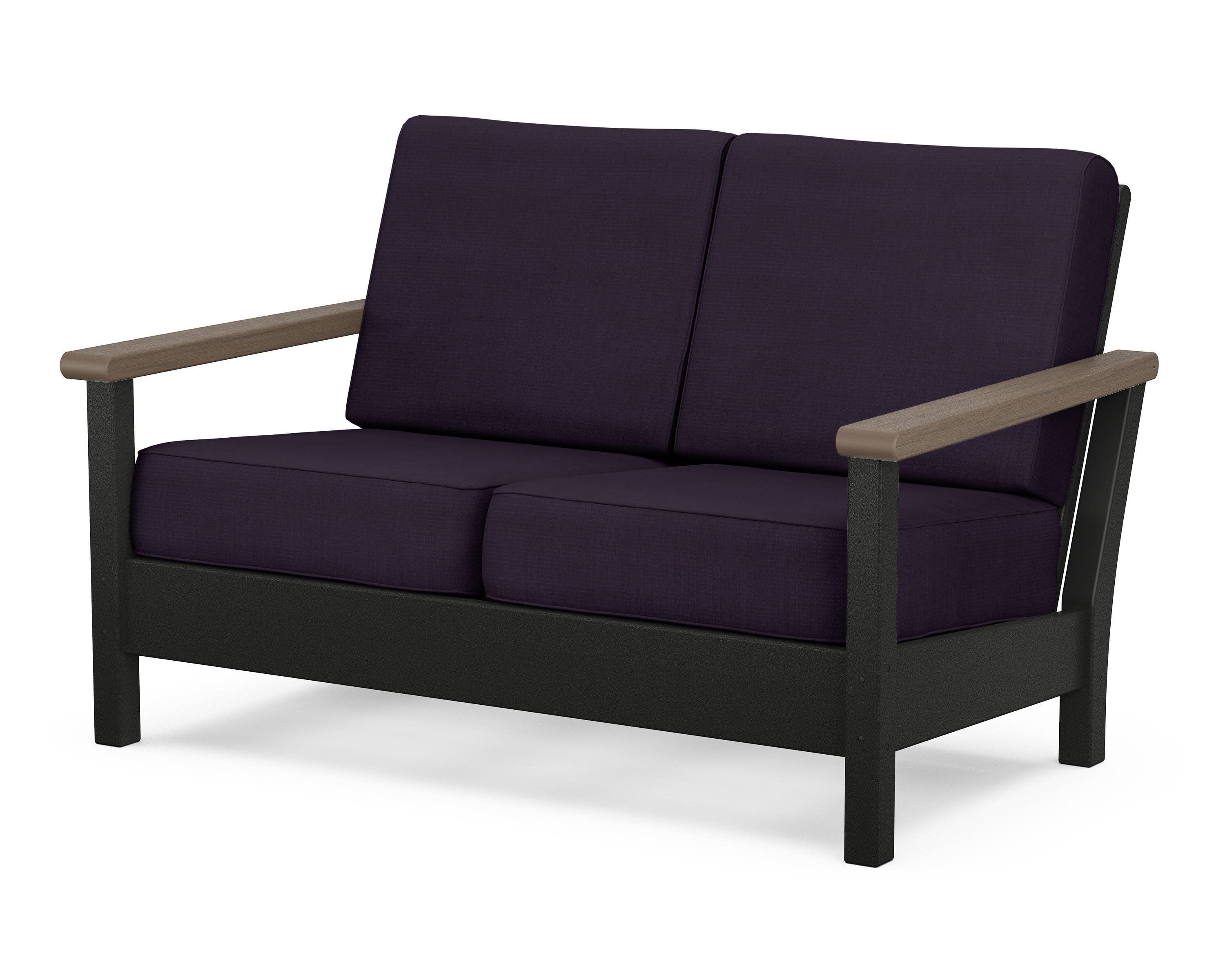 Harbour Deep Seating Loveseat in Black / Kona / Navy Linen