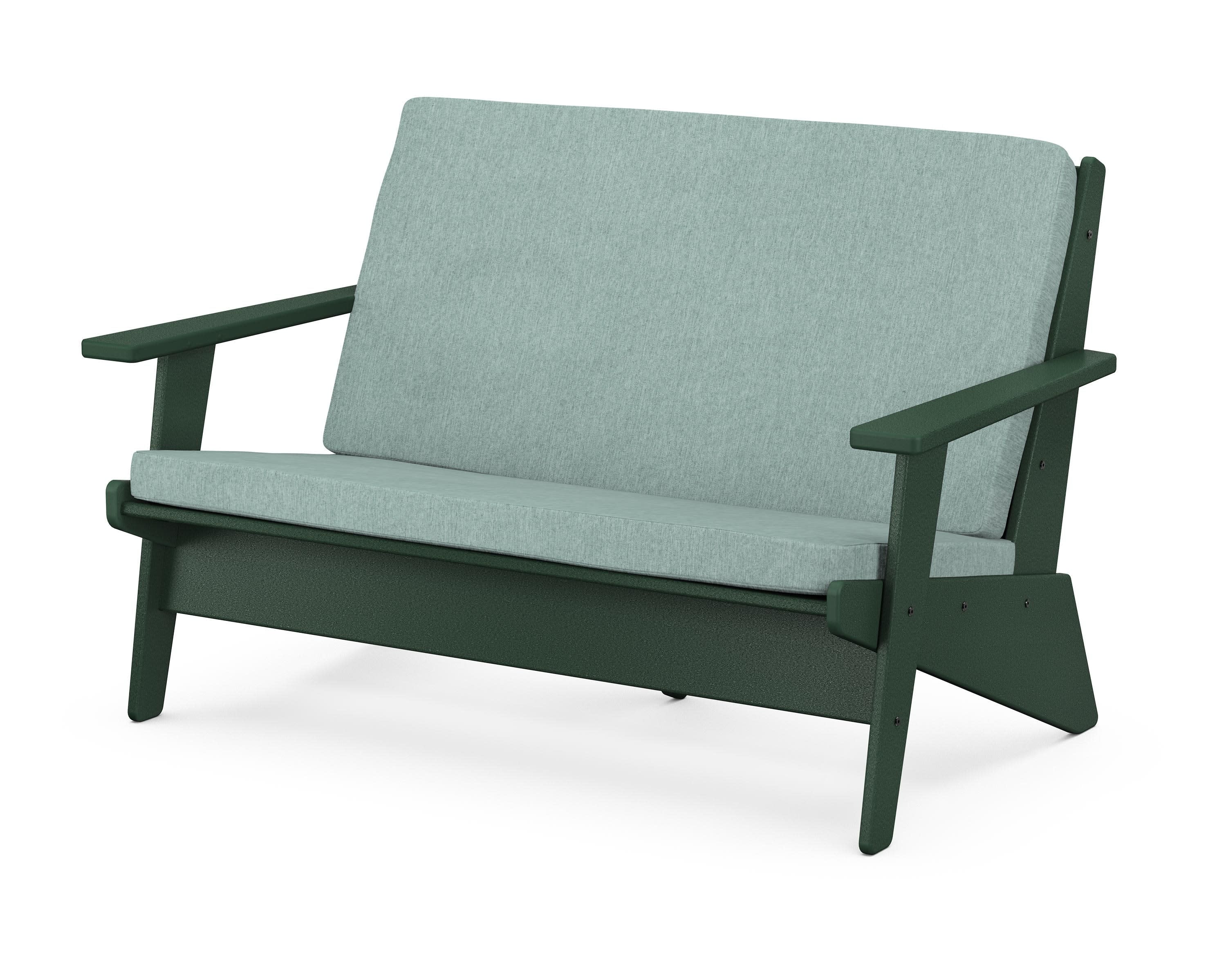 Riviera Modern Lounge Loveseat in Green / Glacier Spa