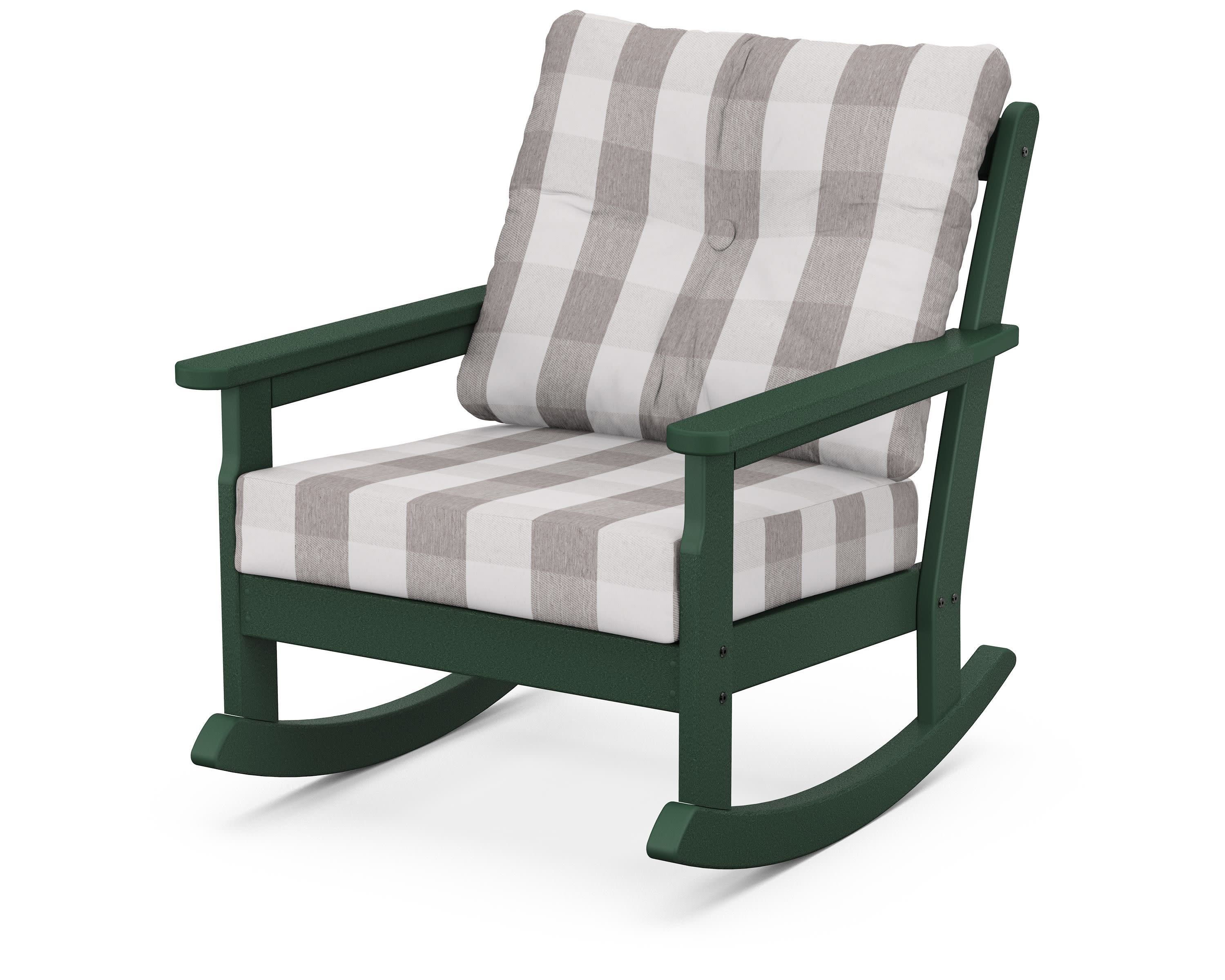 Vineyard Deep Seating Rocking Chair in Green / Buffalo Plaid Grey Mist