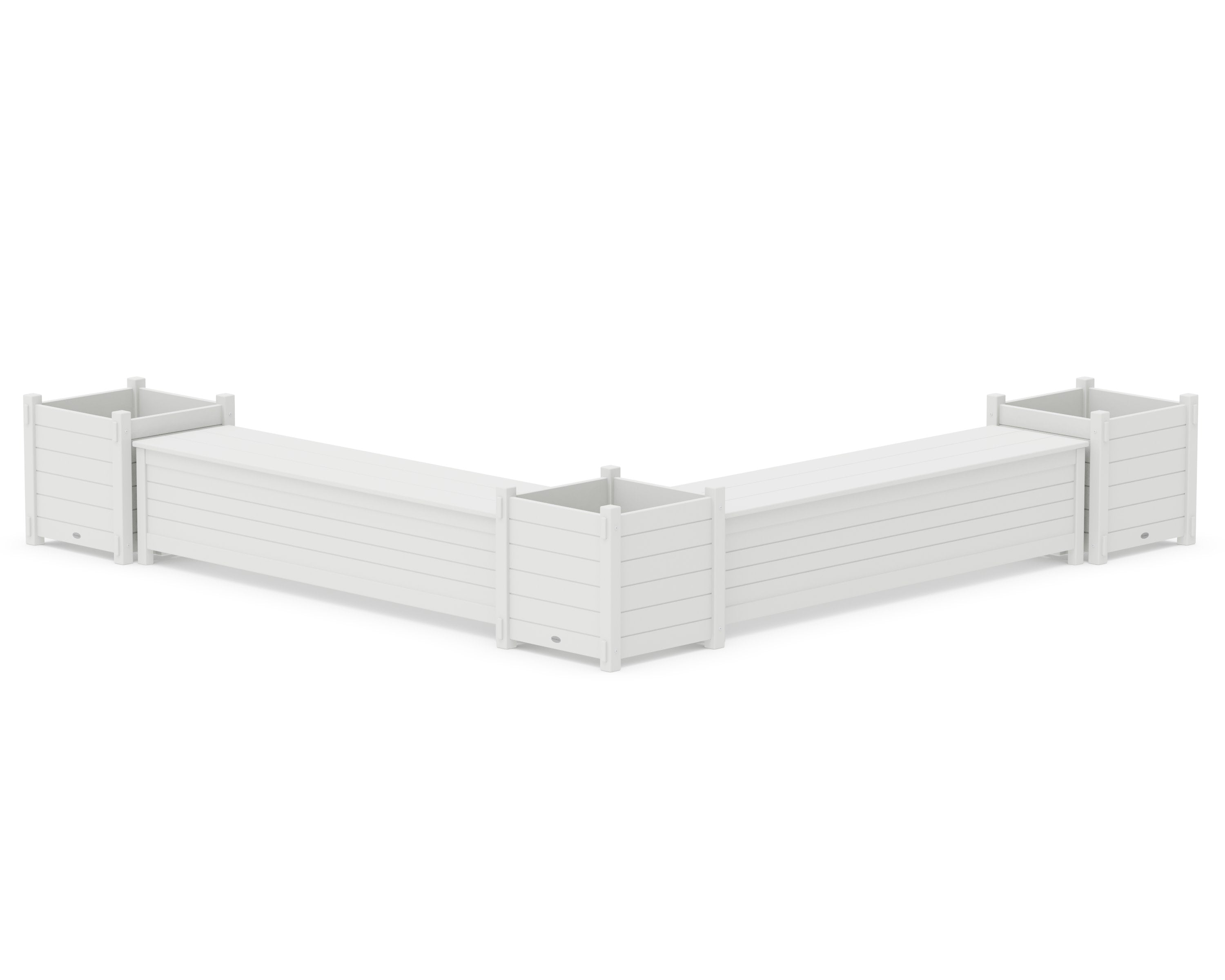 72" Nautical L- Shaped Planter Storage Bench Corner Set- Large in White