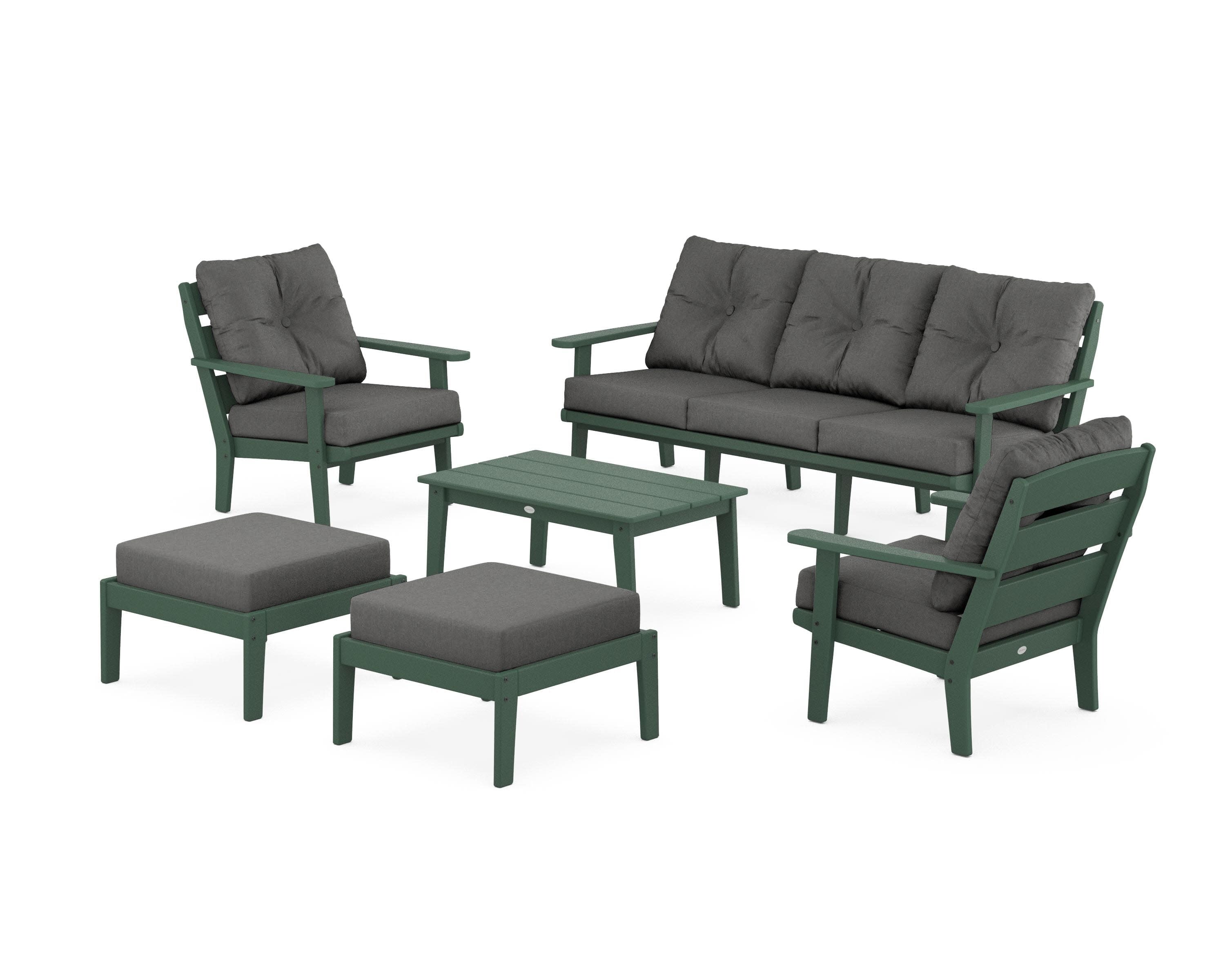 Lakeside 6-Piece Lounge Sofa Set in Green / Spectrum Carbon