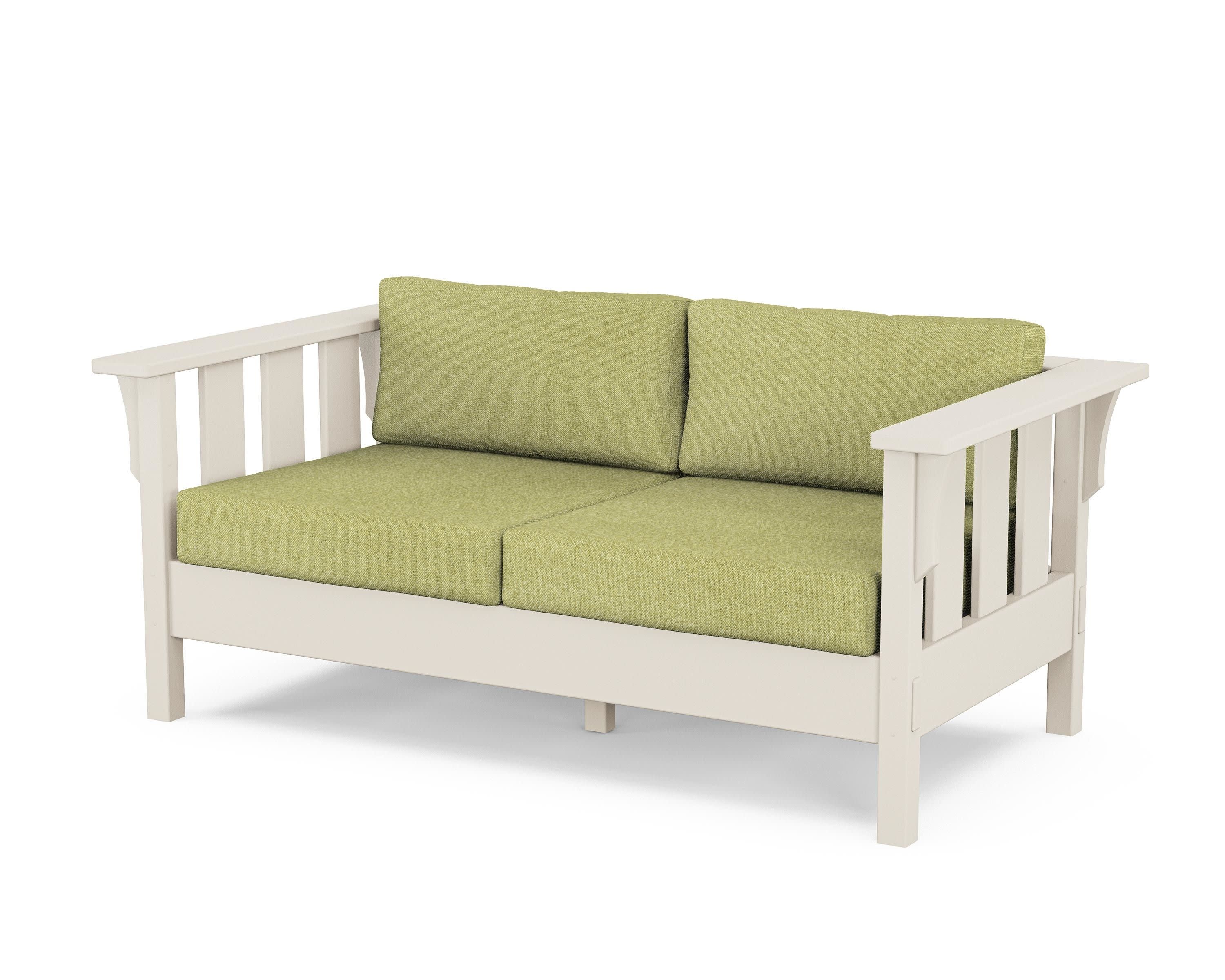 Acadia Deep Seating Loveseat in Sand / Chartreuse Boucle