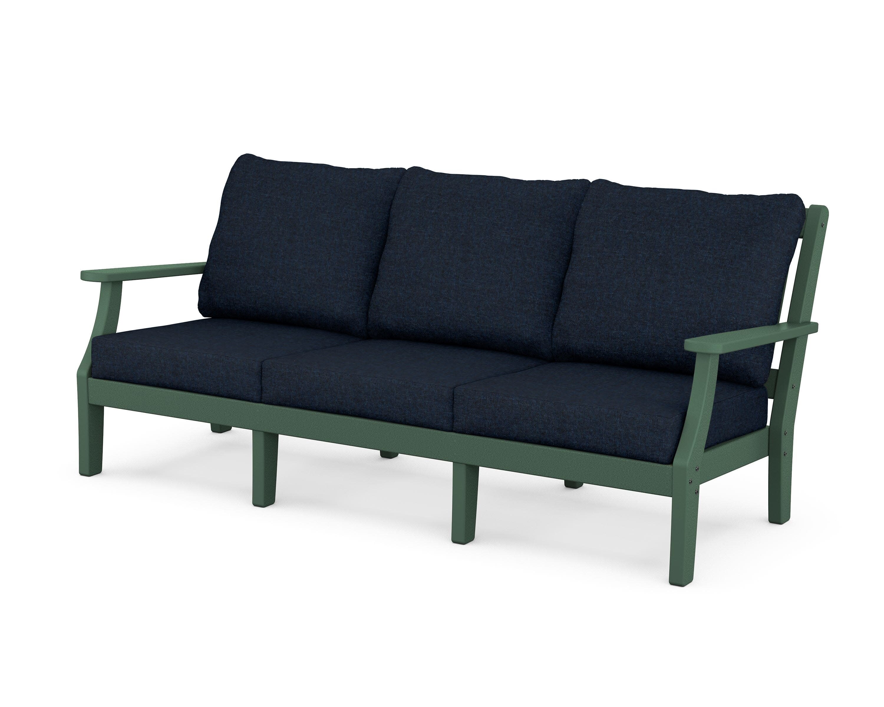 Chinoiserie Deep Seating Sofa in Green / Marine Indigo