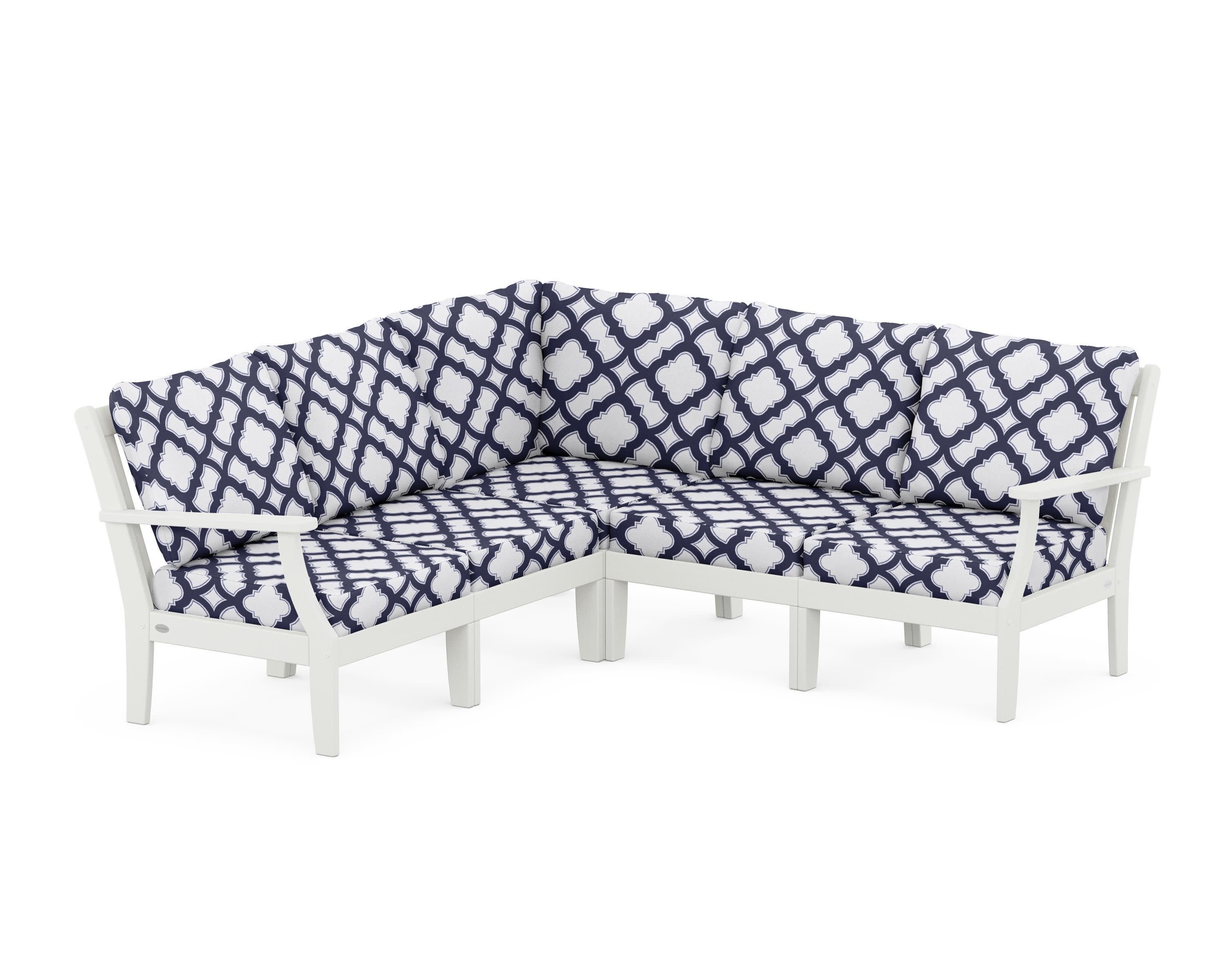 Braxton Modular 5-Piece Deep Seating Set in Vintage White / Trellis Navy