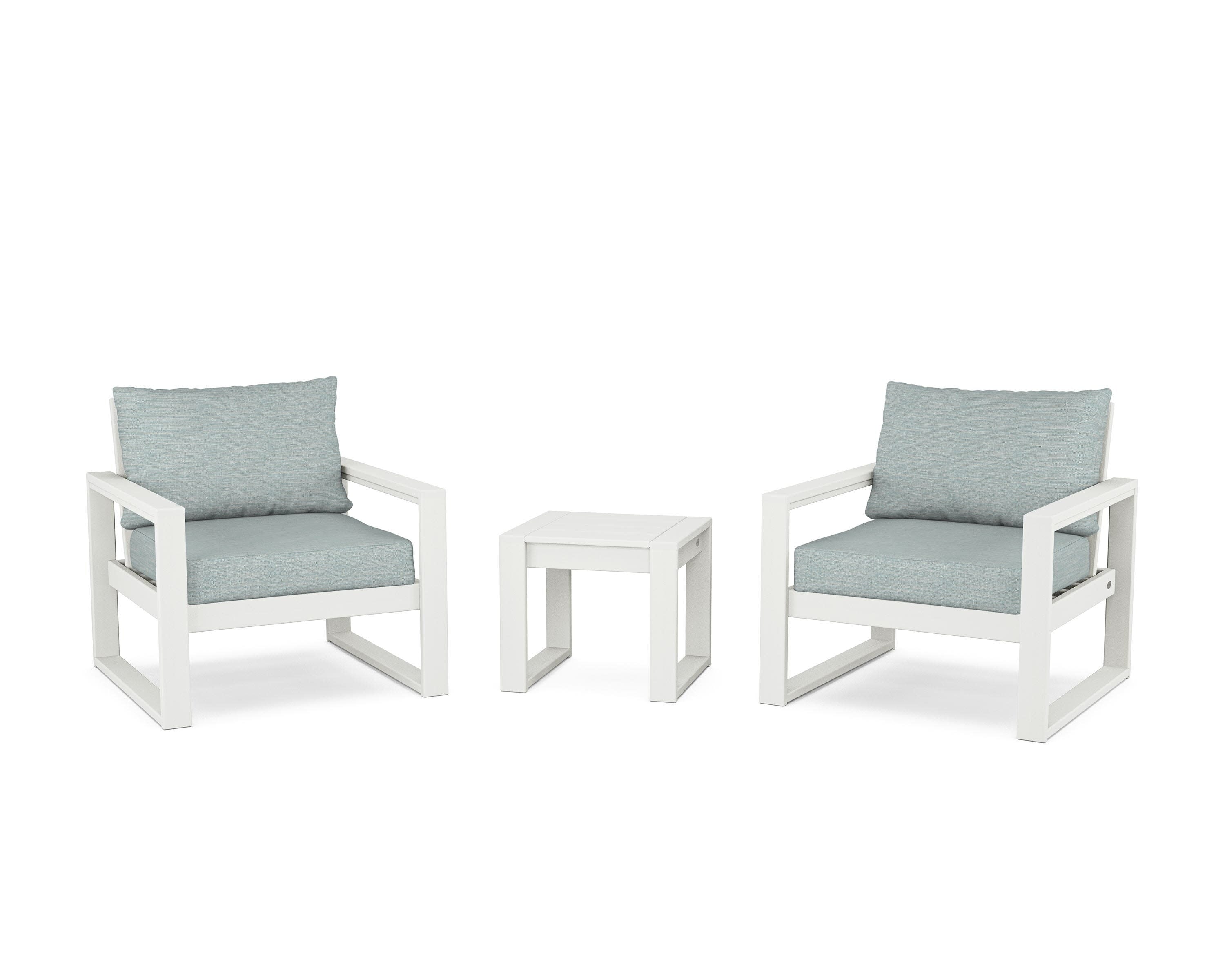 EDGE Sectional 3-Piece Deep Seating Set in Vintage White / Soothe Mist