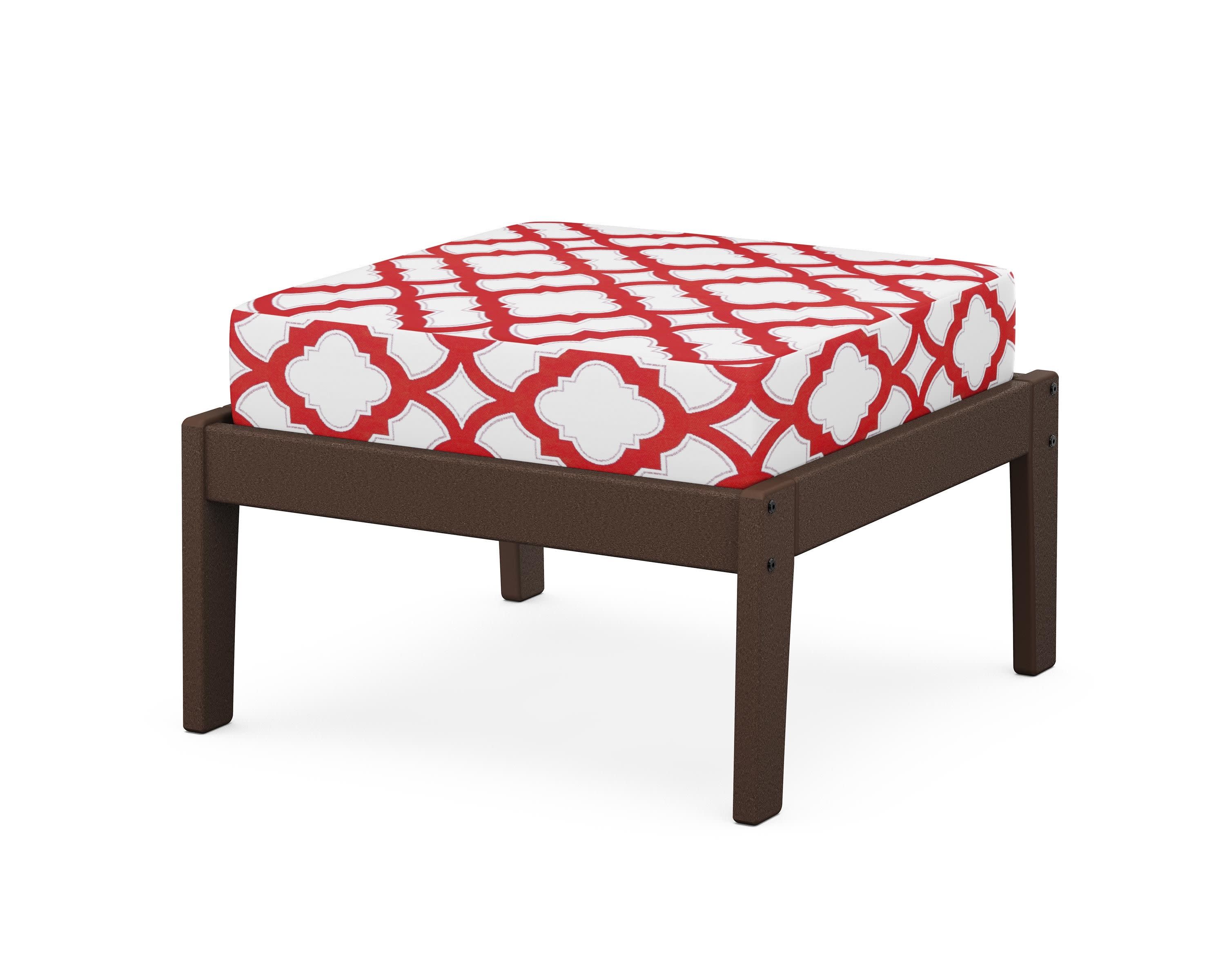 Deep Seating Ottoman in Mahogany / Trellis Crimson