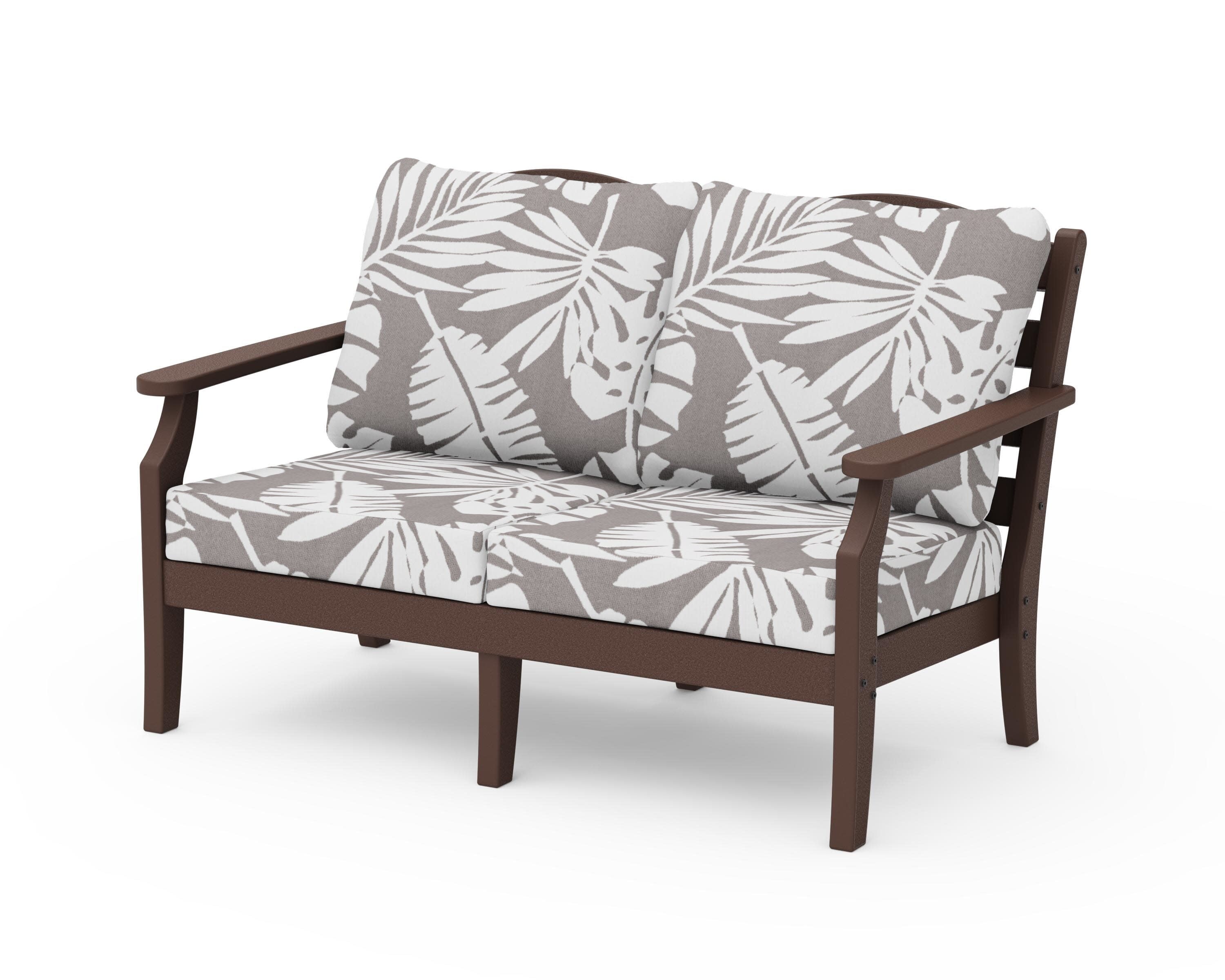 Savannah Deep Seating Loveseat in Mahogany / Leaf Grey Mist
