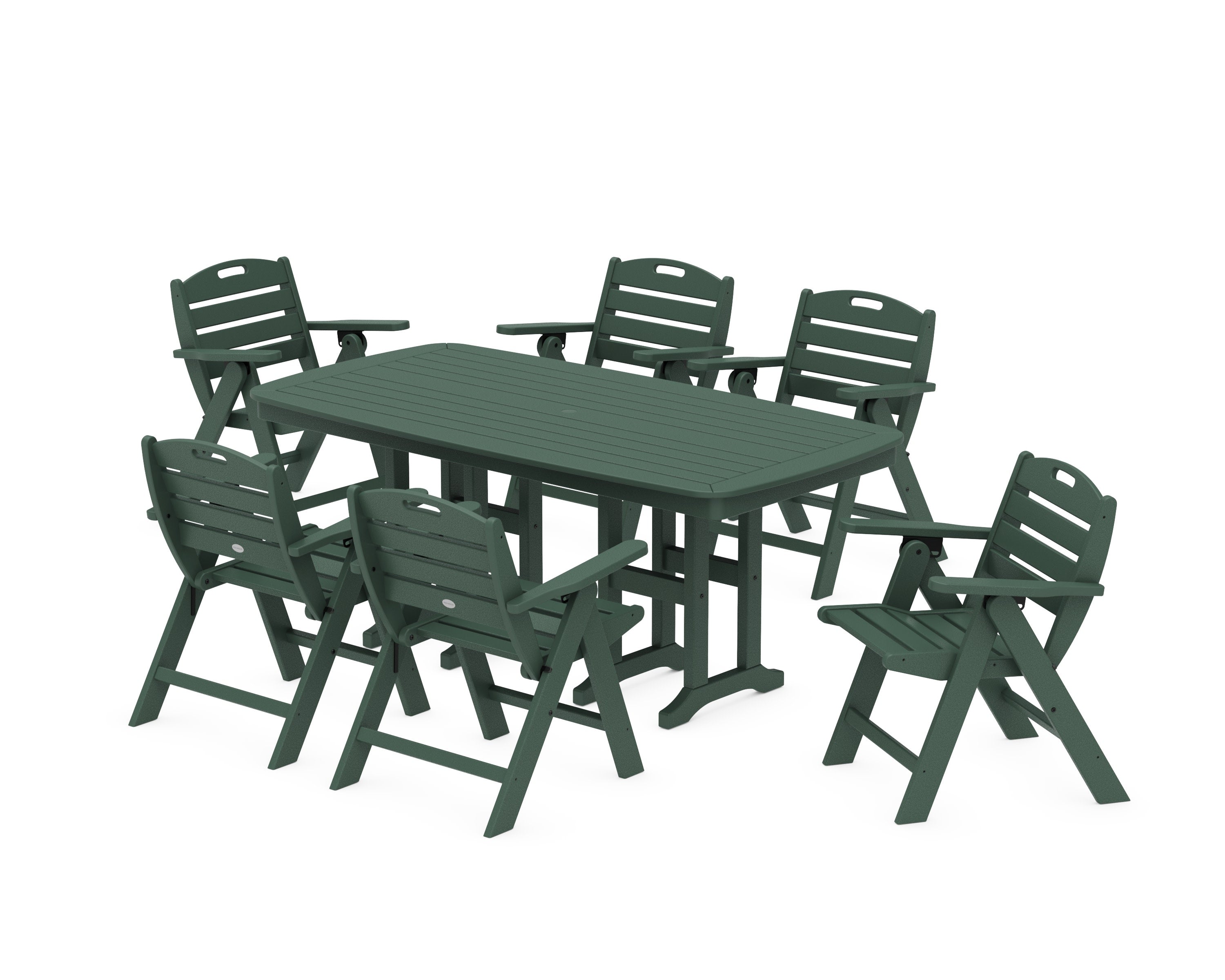Nautical Lowback 7-Piece Dining Set in Green