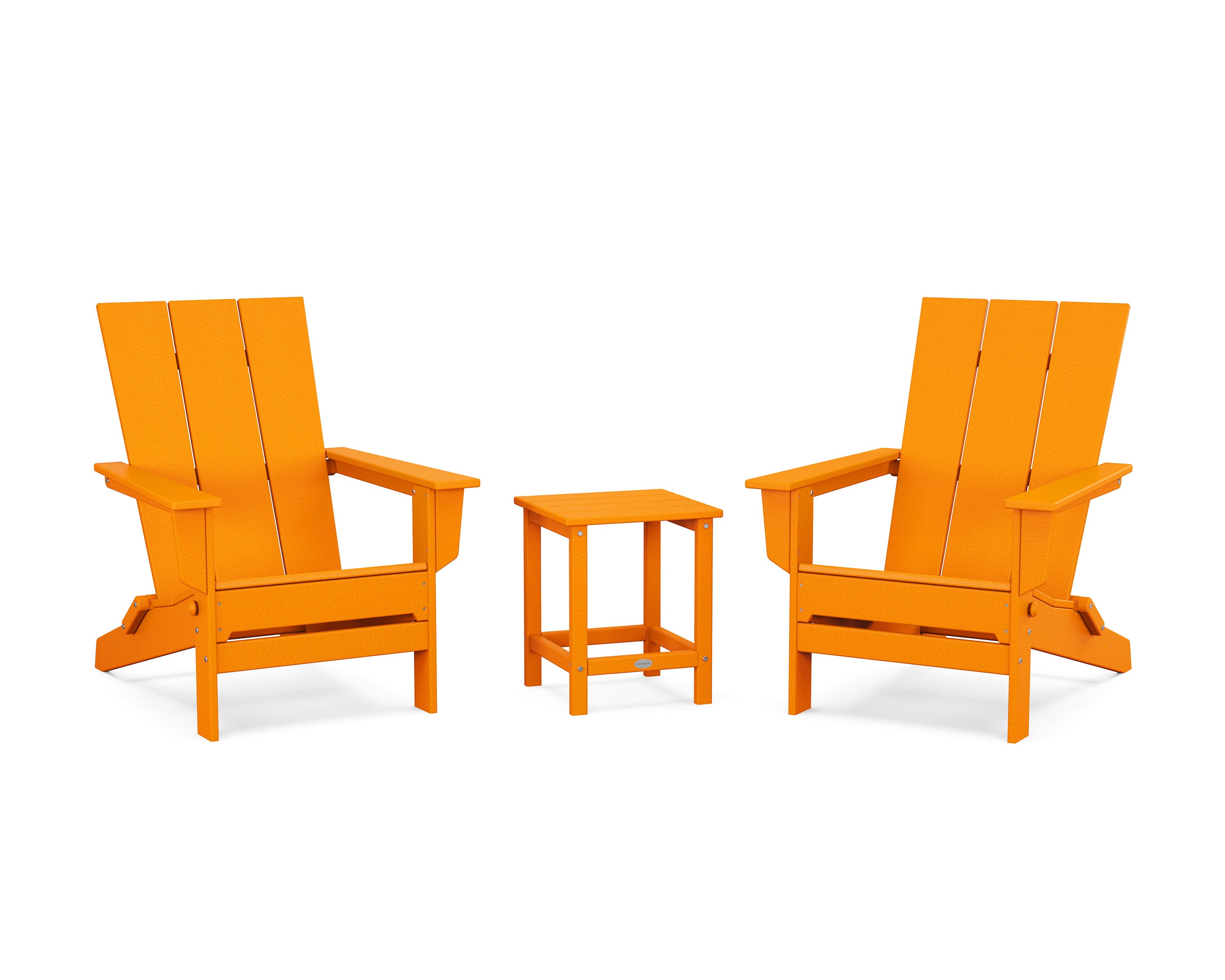 3-Piece Modern Studio Folding Adirondack Set in Tangerine
