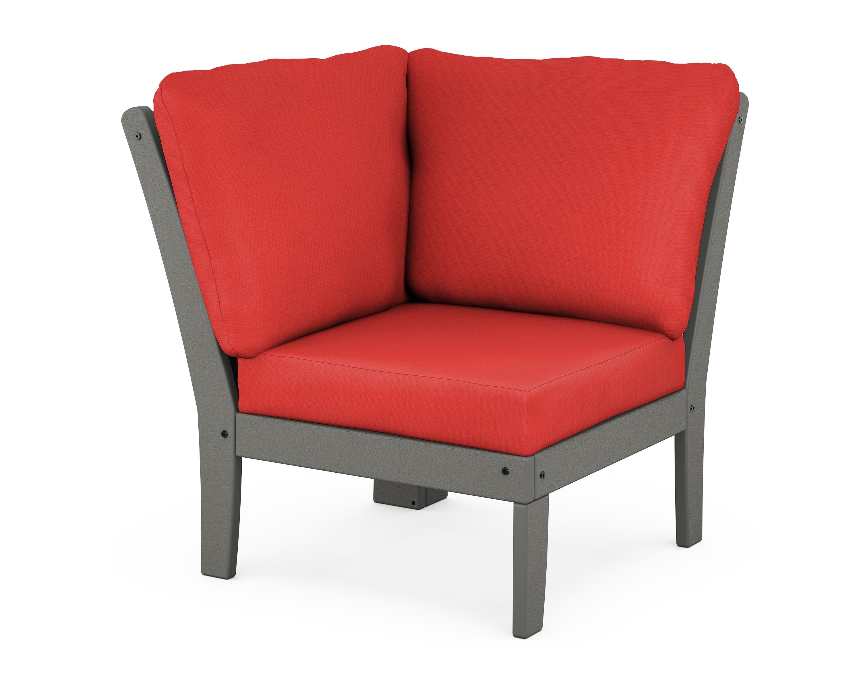 Braxton Modular Corner Chair in Slate Grey / Crimson Linen