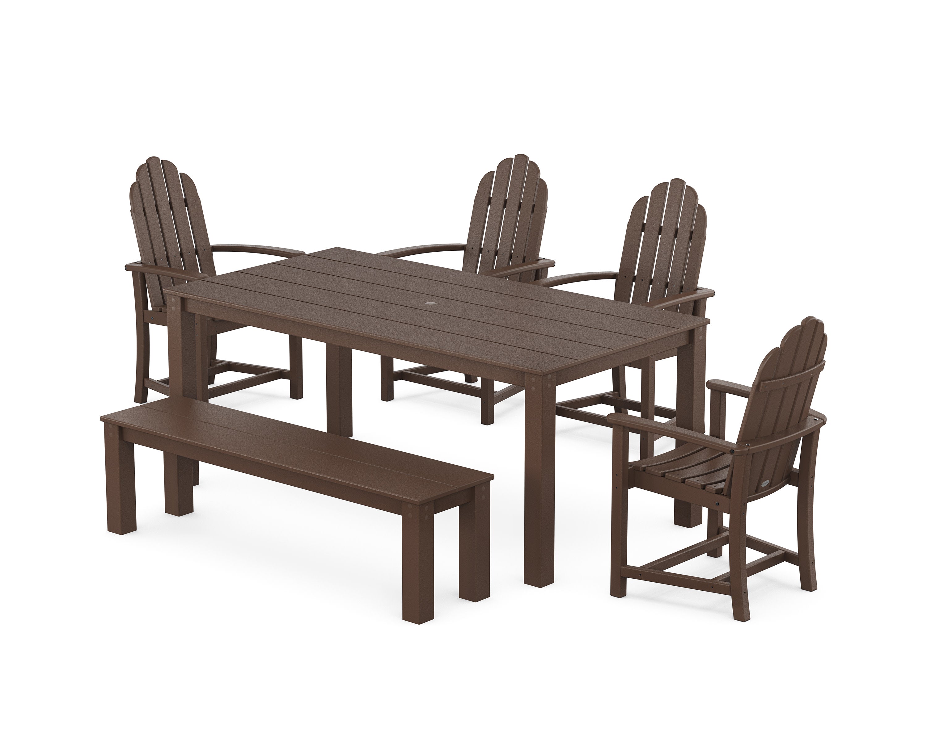 Classic Adirondack 6-Piece Parsons Dining Set with Bench in Mahogany