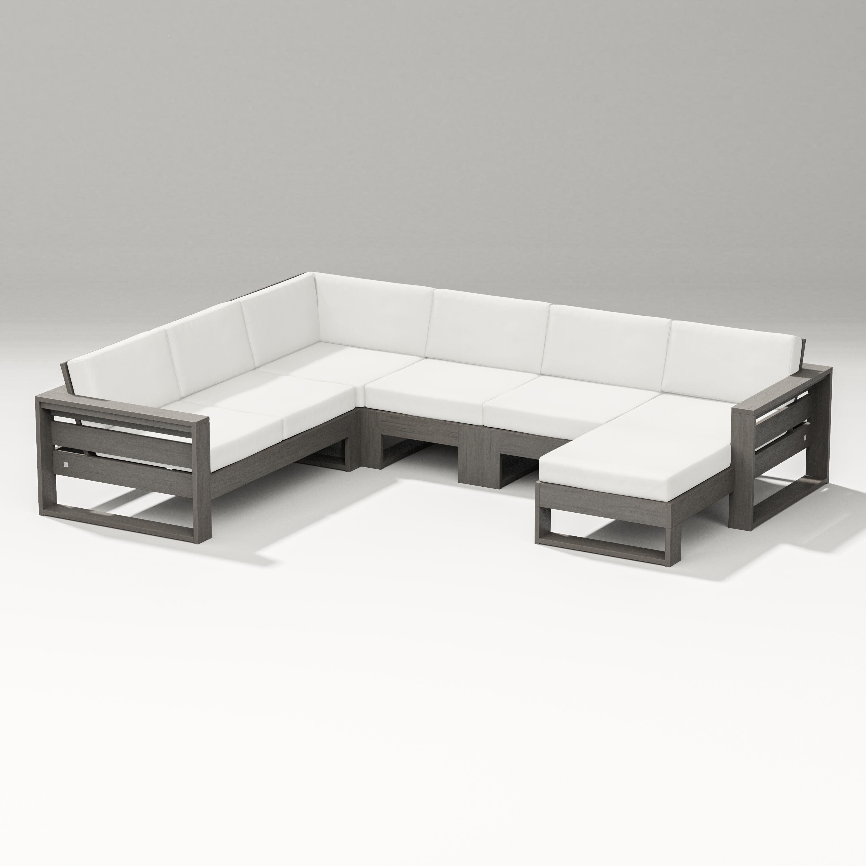 Latitude Corner Sectional with Right Chaise in Driftwood / Natural Linen