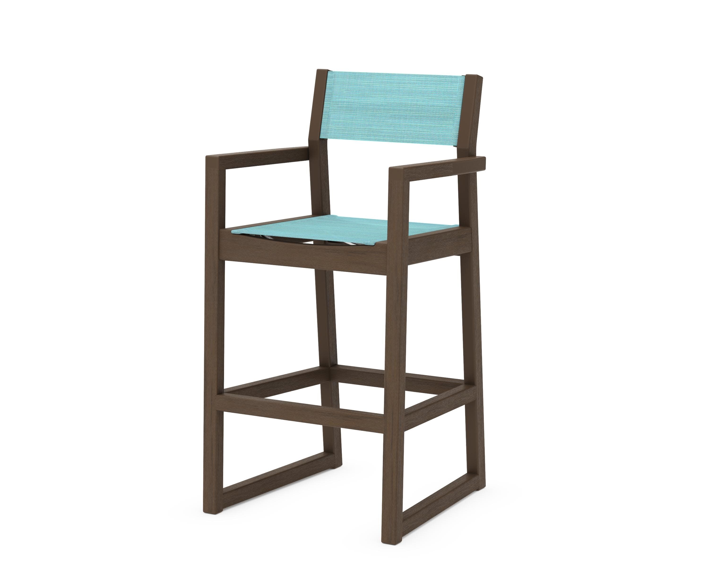 EDGE Sling Bar Arm Chair in Kona / Dupioni Aquamarine Sling