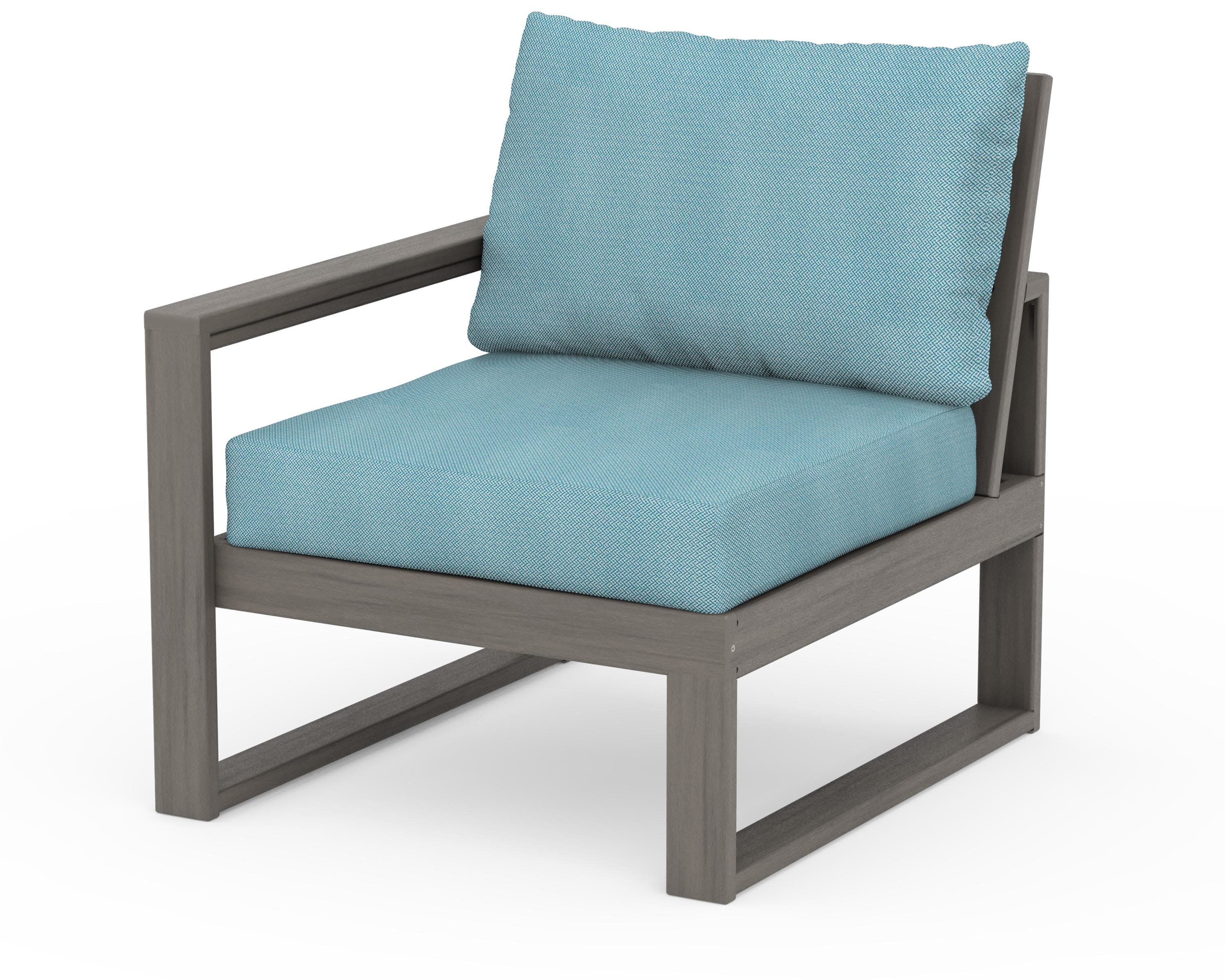 EDGE Modular Left Arm Chair in Driftwood / Lattice Sky Blue