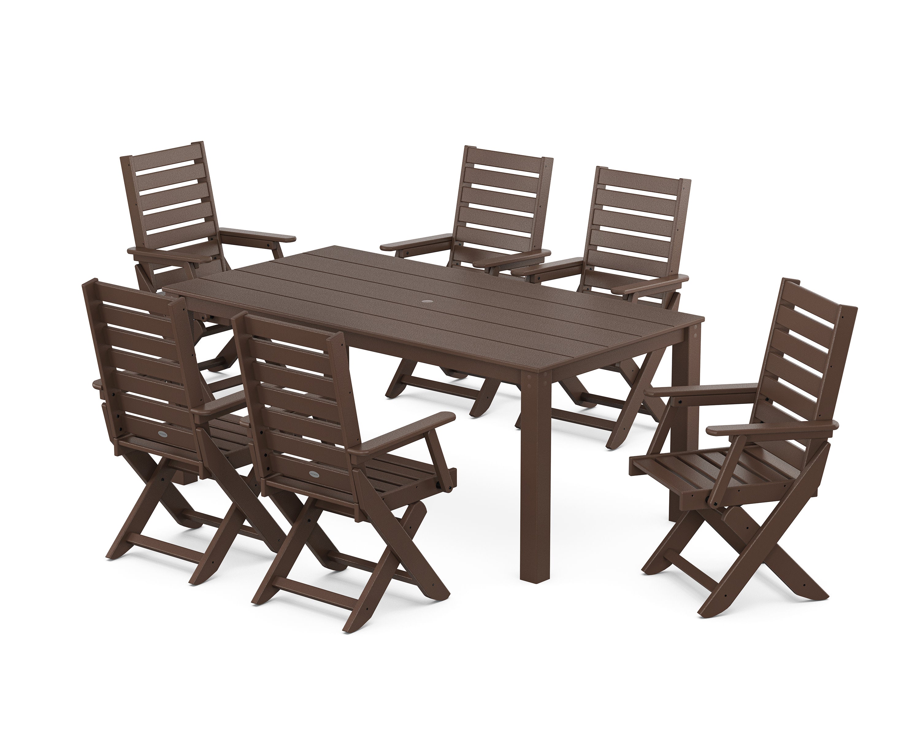 Captain Folding Chair 7-Piece Parsons Dining Set in Mahogany