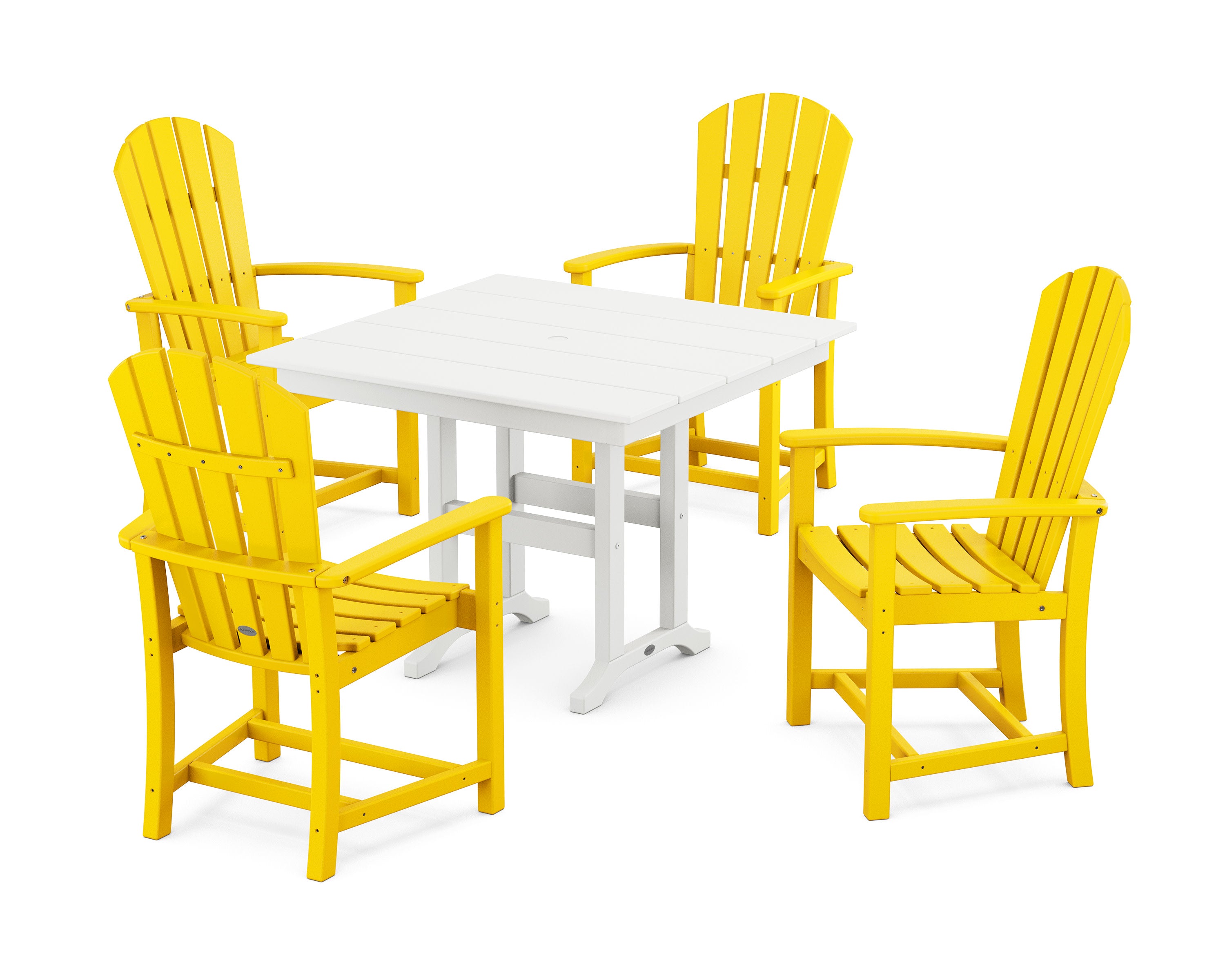 Palm Coast 5-Piece Farmhouse Dining Set in Lemon / White