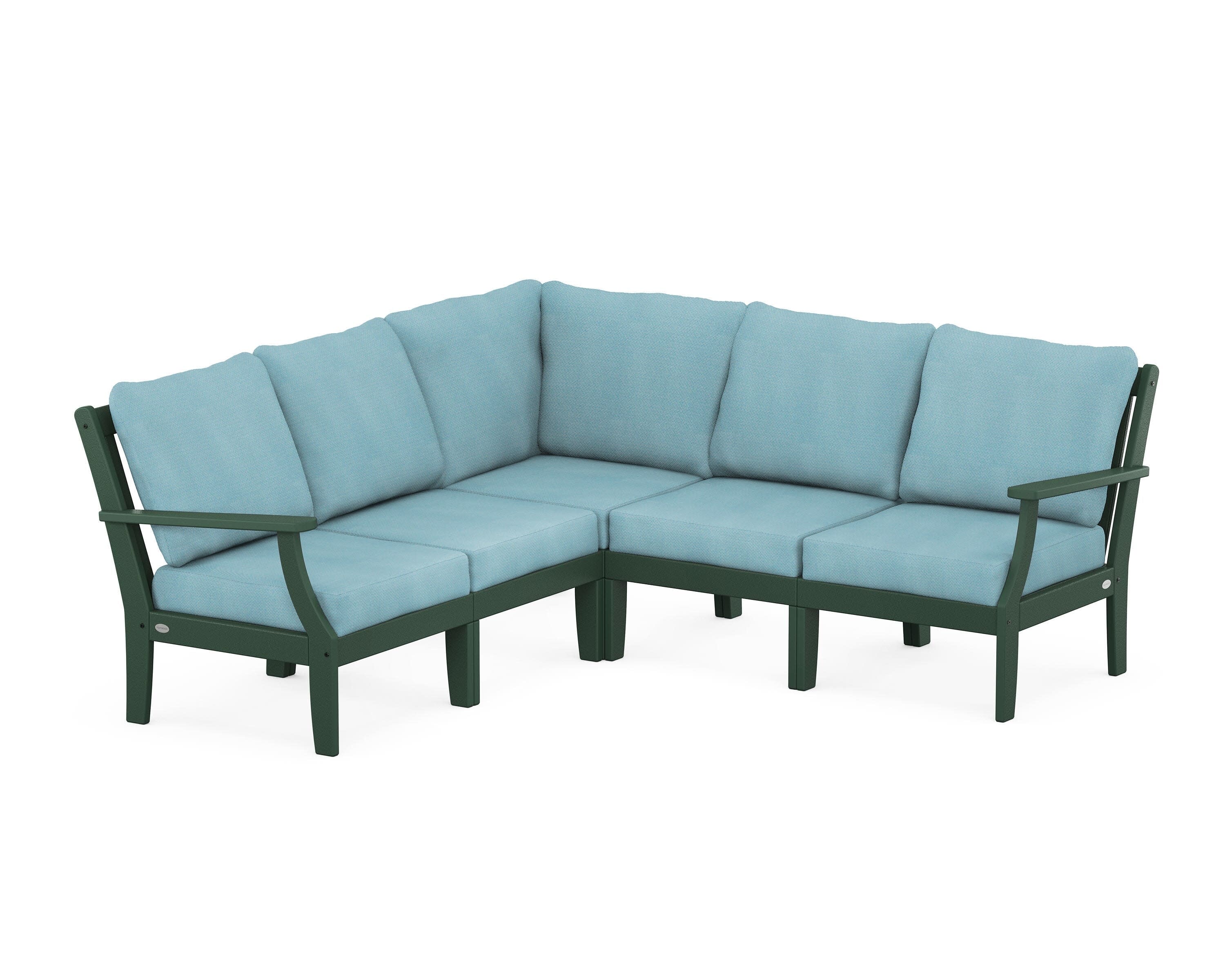 Braxton Modular 5-Piece Deep Seating Set in Green / Lattice Sky Blue