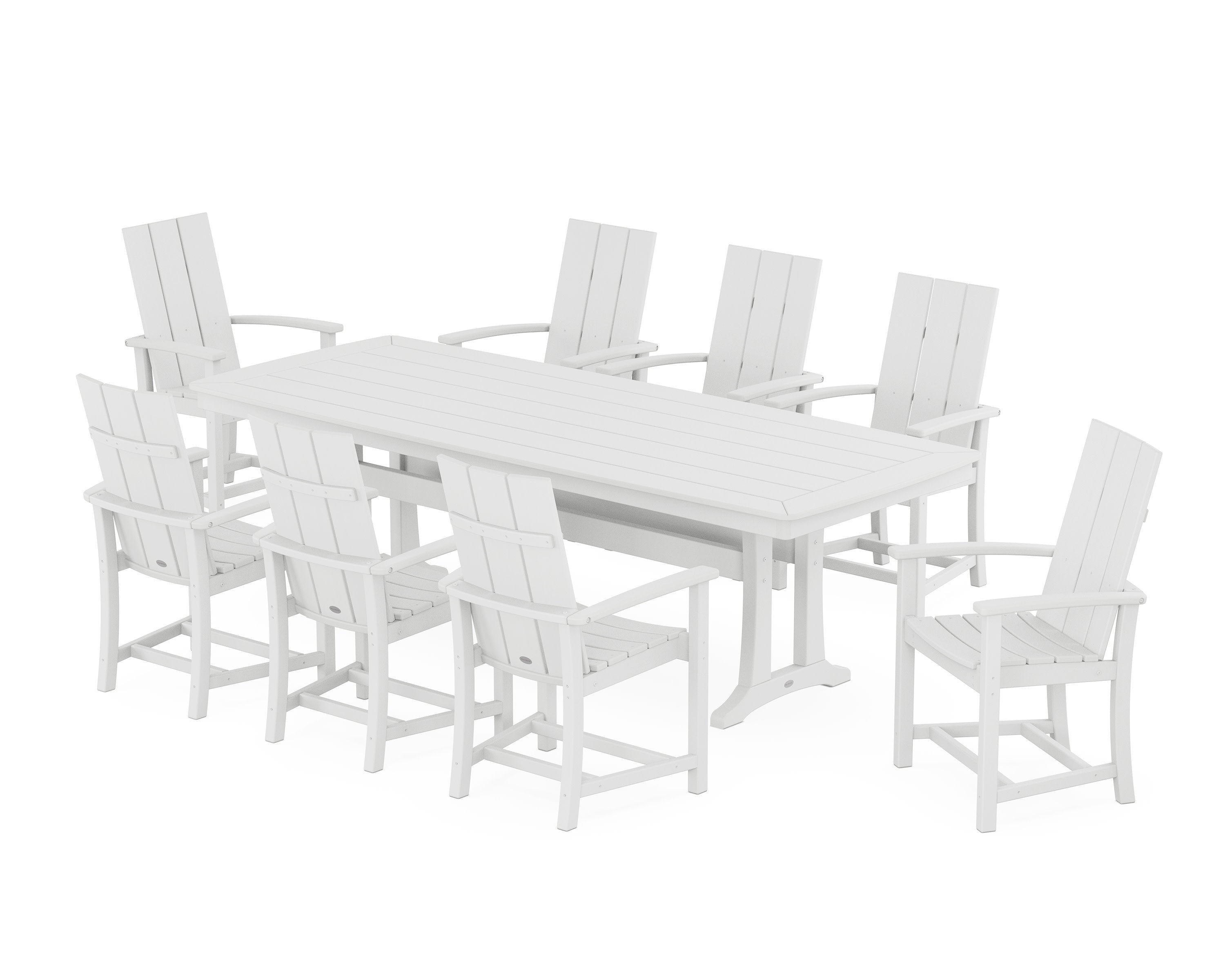 Modern Adirondack 9-Piece Dining Set with Trestle Legs in White