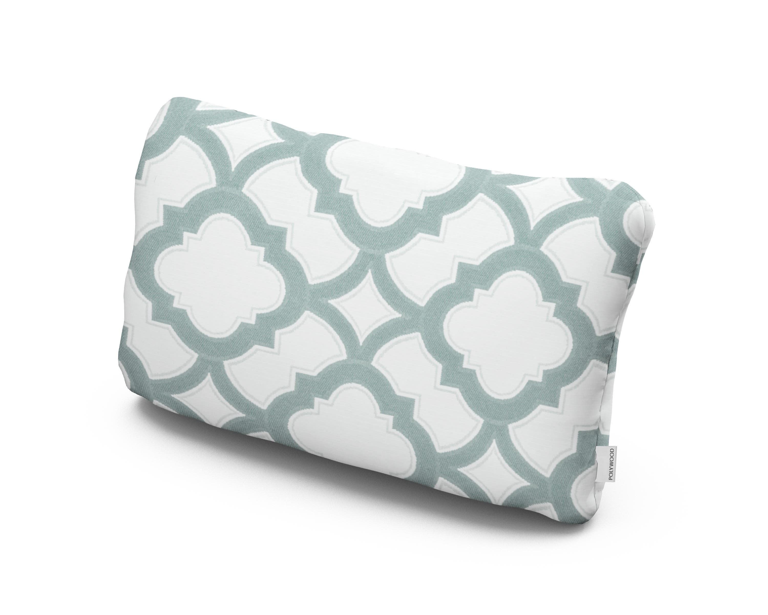 Outdoor Lumbar Pillow in Trellis Glacier Spa