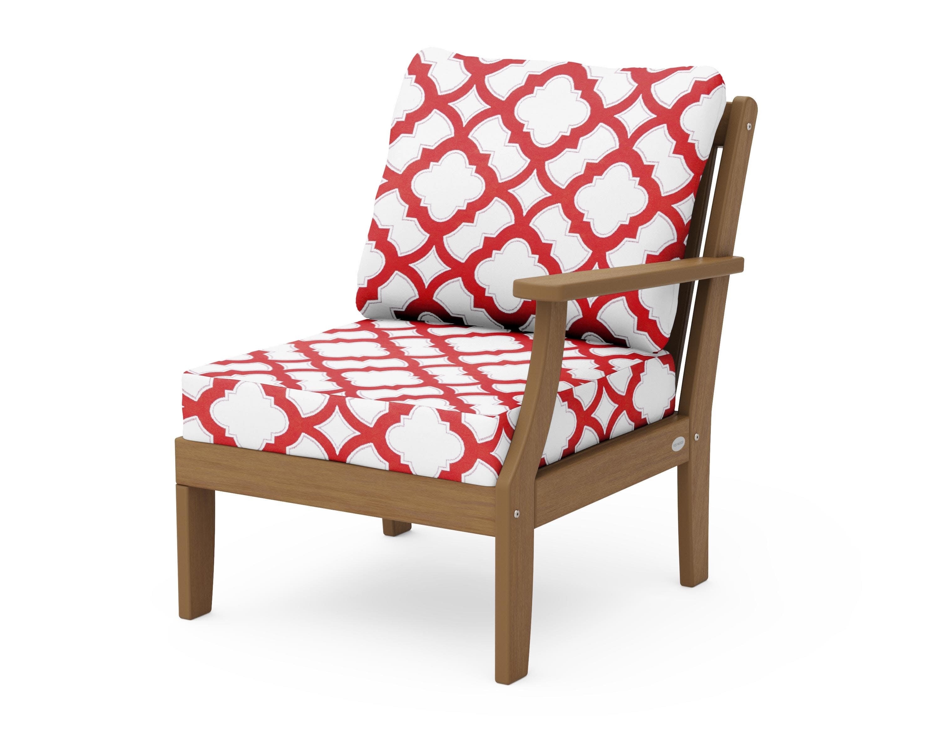 Braxton Modular Right Arm Chair in Natural / Trellis Crimson