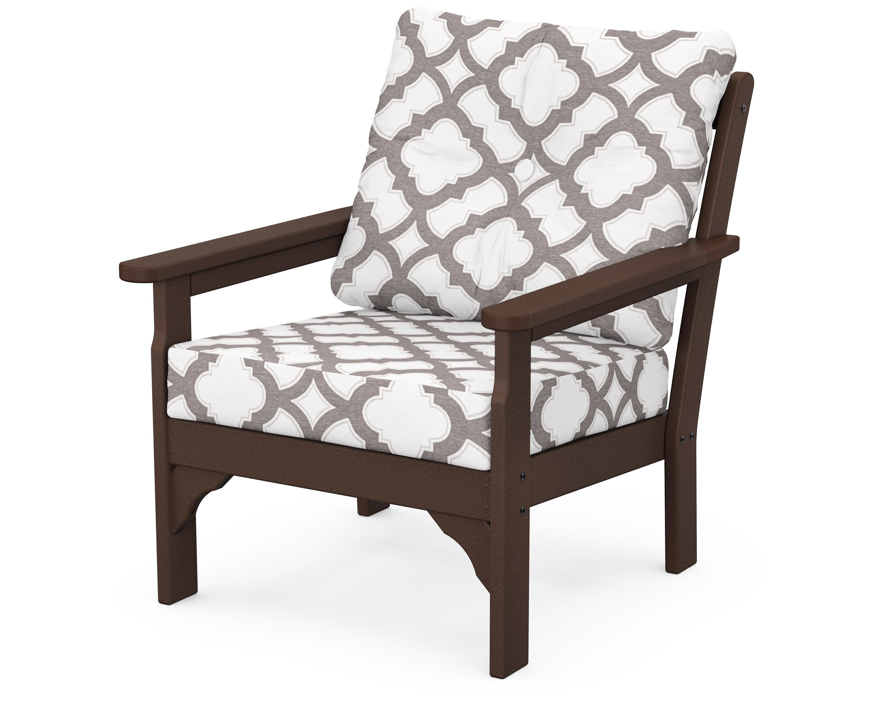 Vineyard Deep Seating Chair in Mahogany / Trellis Grey Mist