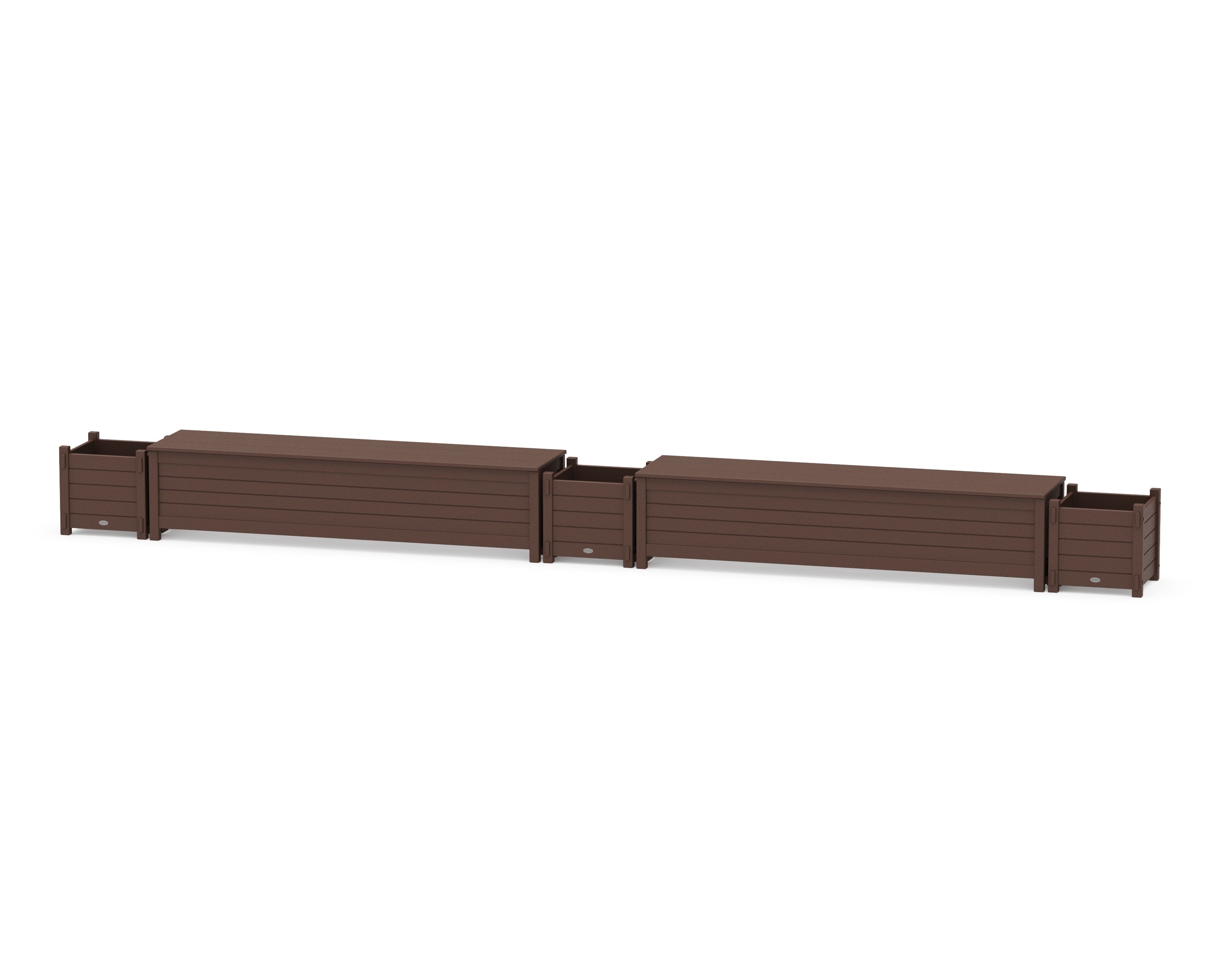 72" Nautical Straight Double Planter Storage Bench Set in Mahogany