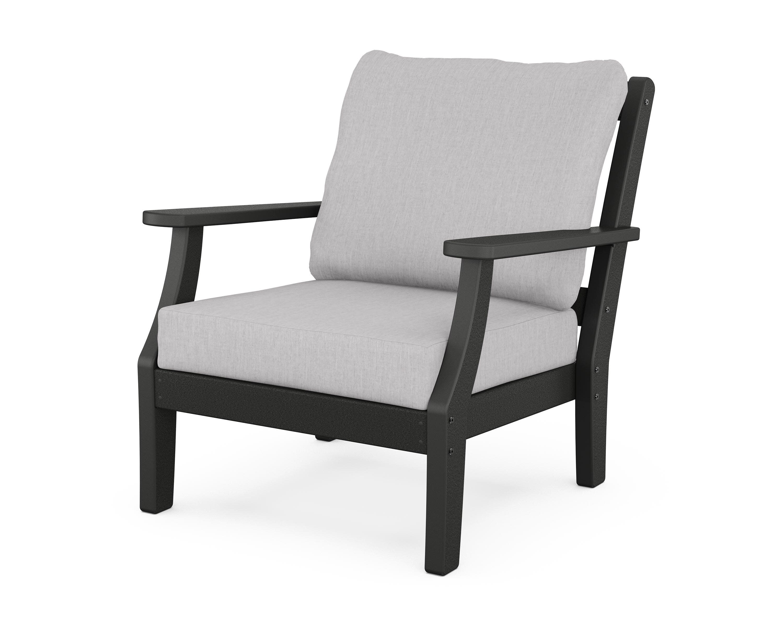 Chinoiserie Deep Seating Chair in Black / Granite