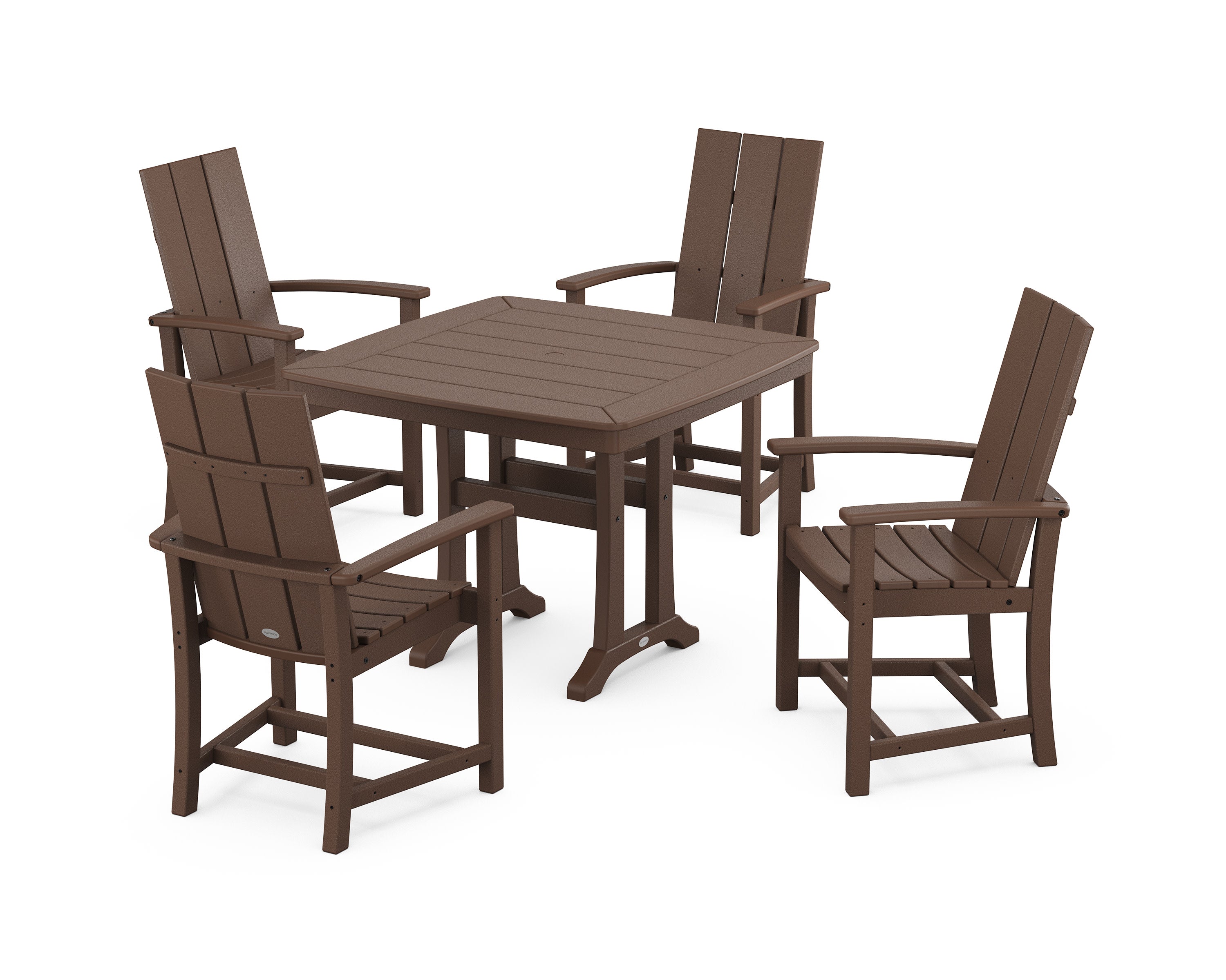 Modern Adirondack 5-Piece Dining Set with Trestle Legs in Mahogany