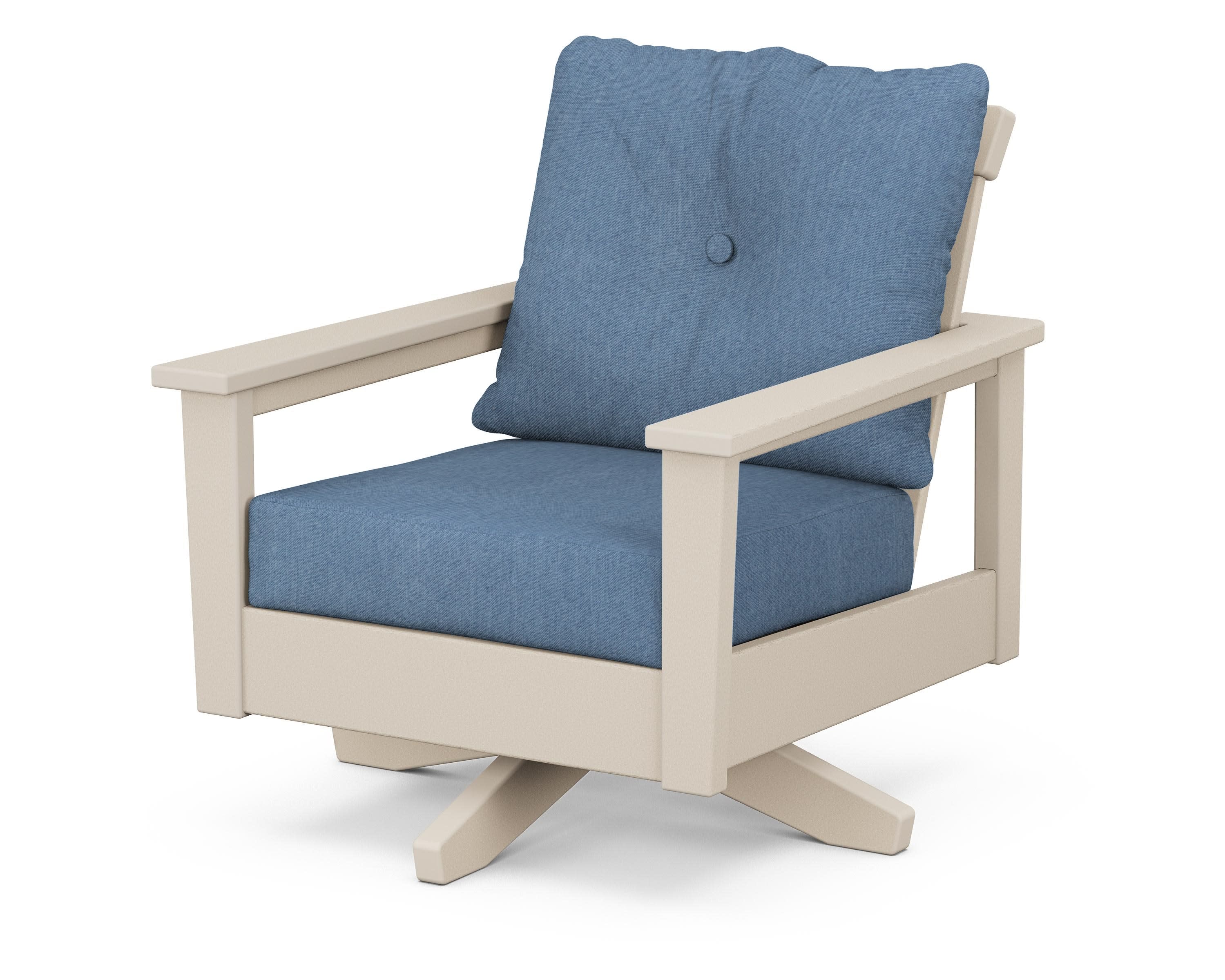 Prescott Deep Seating Swivel Chair in Sand / Sky Blue